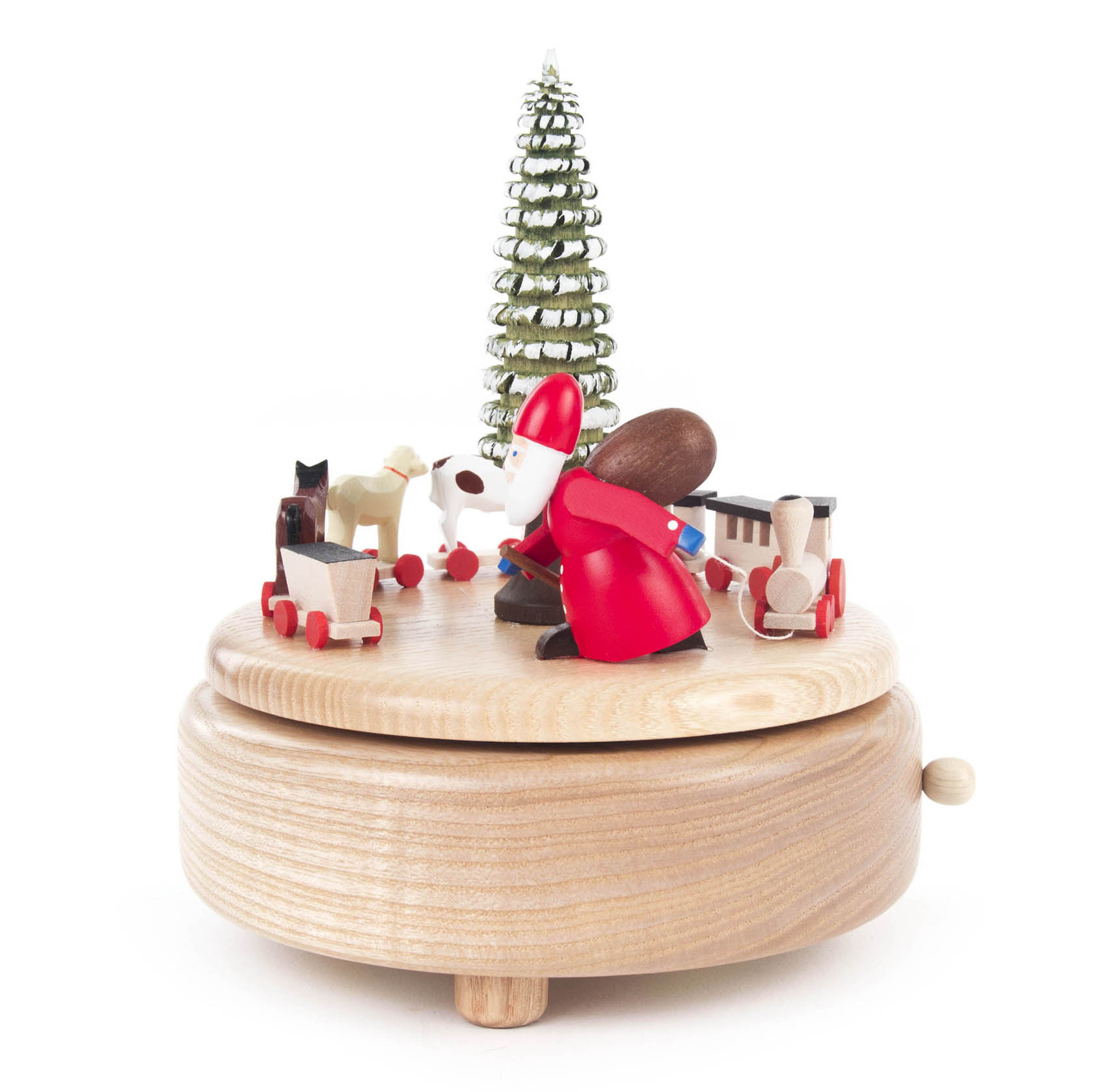 Spieldose mit Weihnachtsmann, Eisenbahn und Tieren, Figuren farbig Melodie: O Tannenbaum im Dregeno Online Shop günstig kaufen
