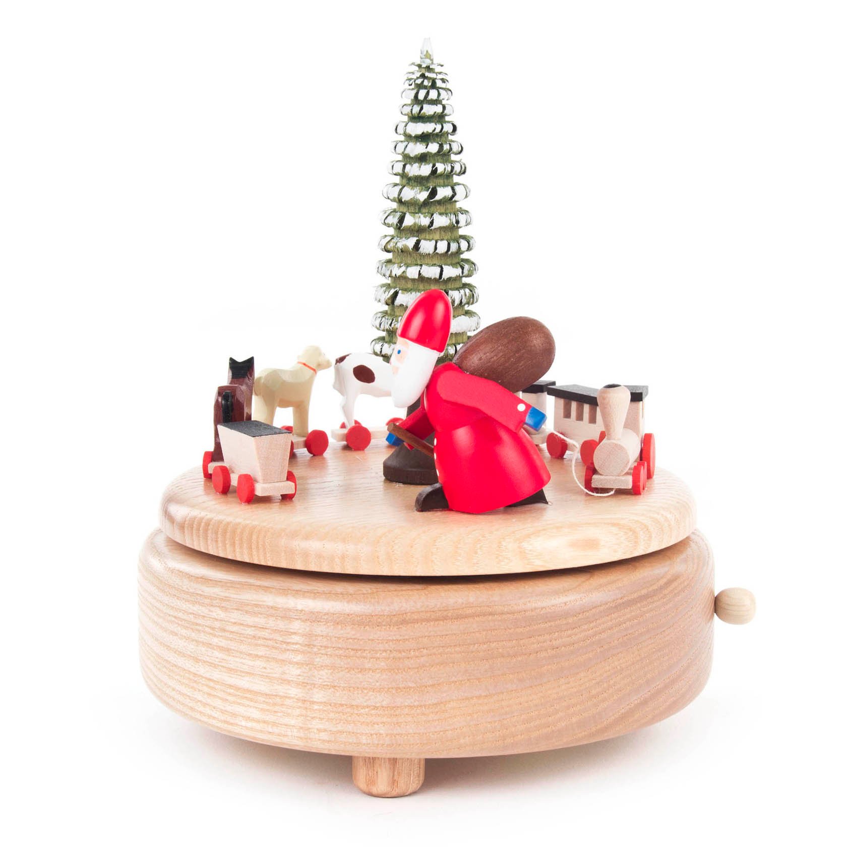 Spieldose mit Weihnachtsmann, Eisenbahn und Tieren, Figuren farbig Melodie: O Tannenbaum im Dregeno Online Shop günstig kaufen