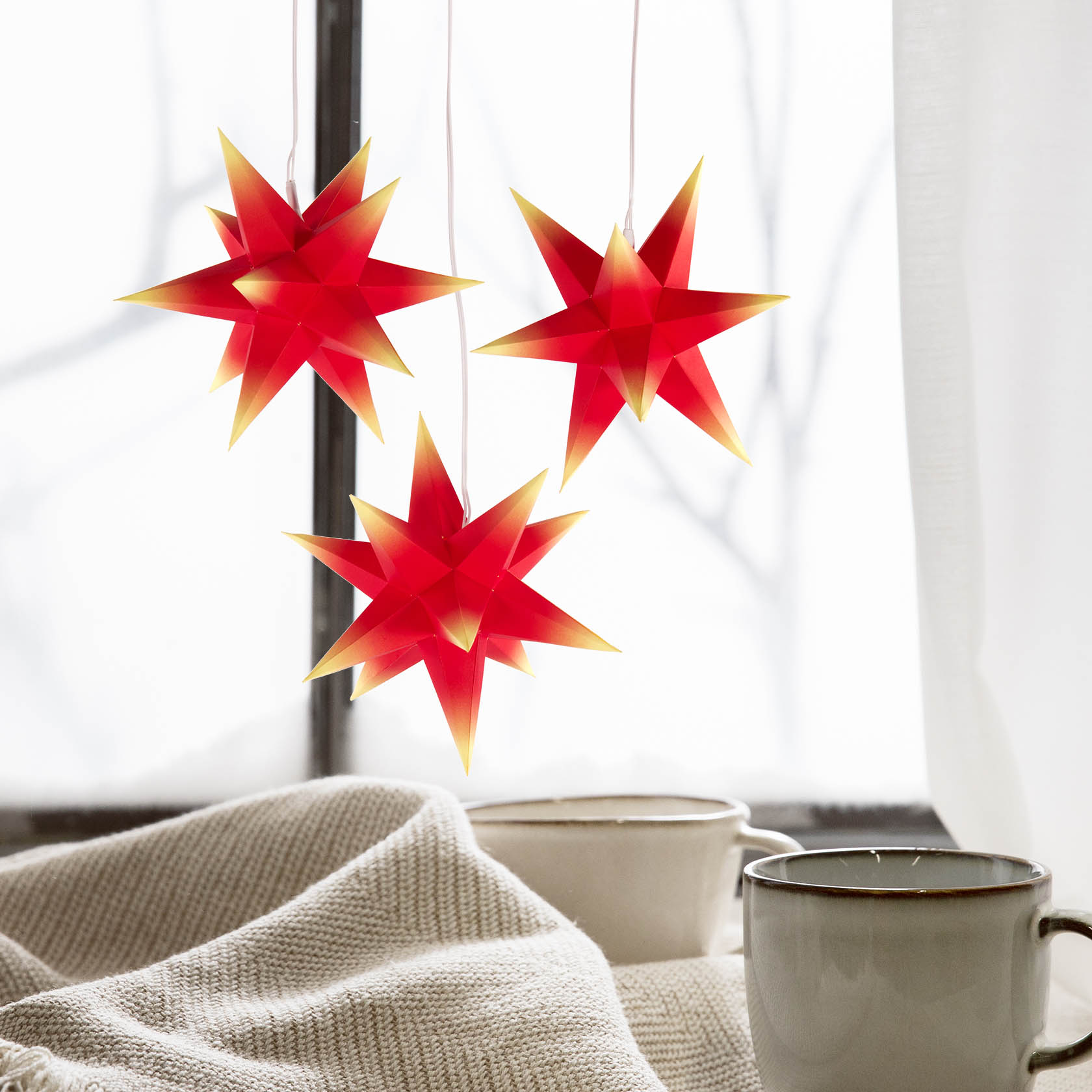 mini christmas stars red-yellow (3), electric lights