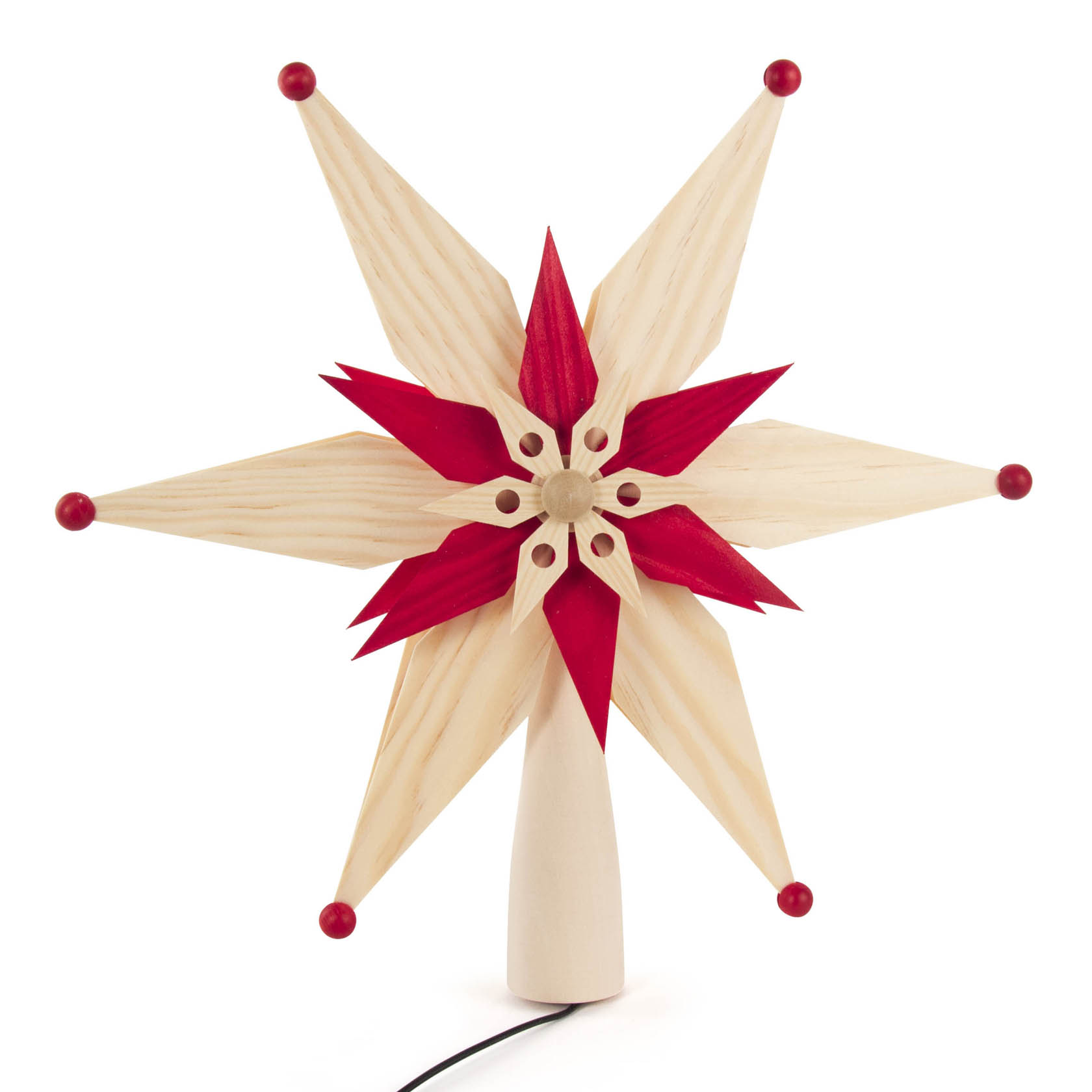 Christbaumspitze Spanstern rot/natur mit elektr. Beleuchtung, Durchmesser 25cm im Dregeno Online Shop günstig kaufen