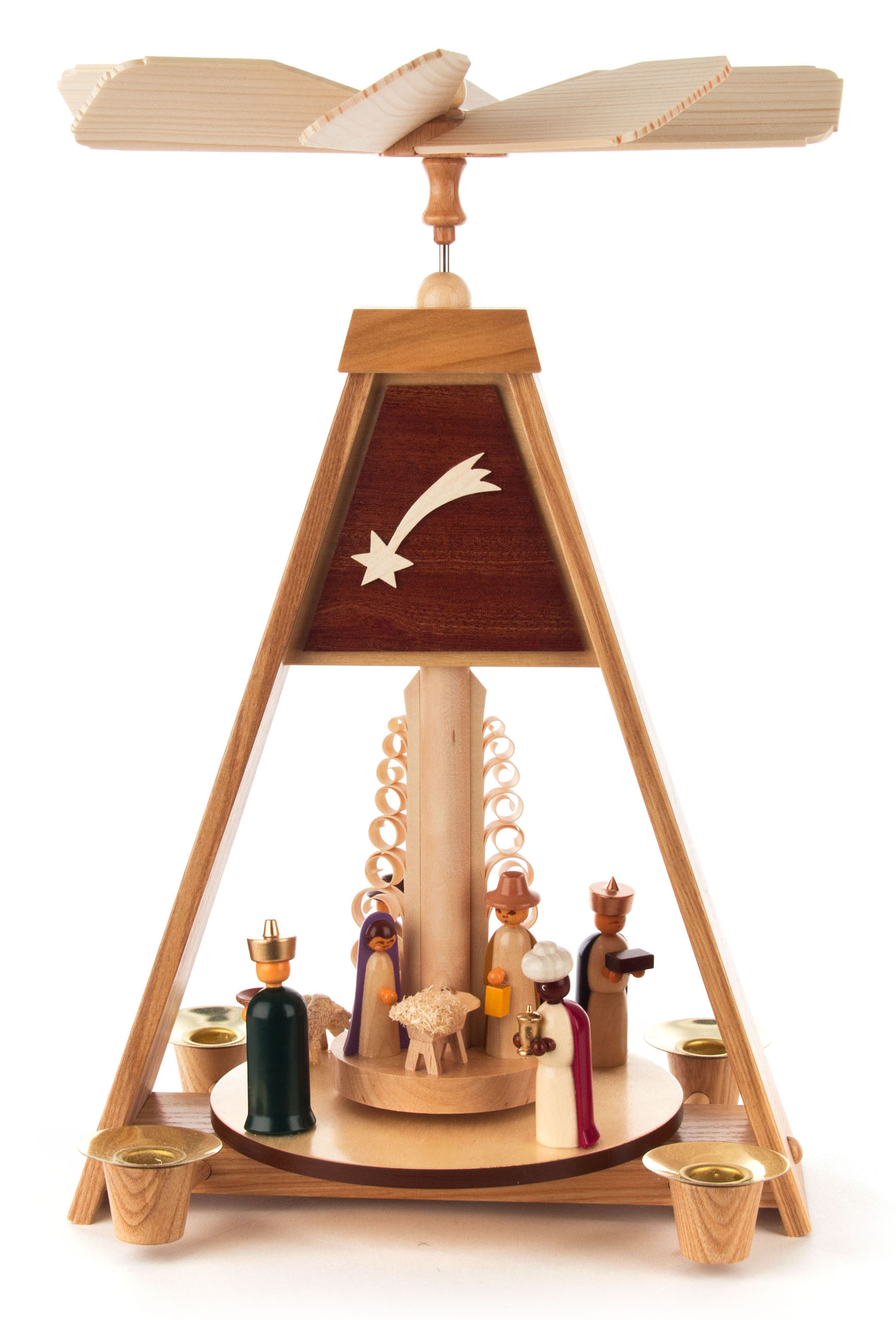Pyramide mit Christi Geburt, farbige Figuren, für Kerzen d=14mm 