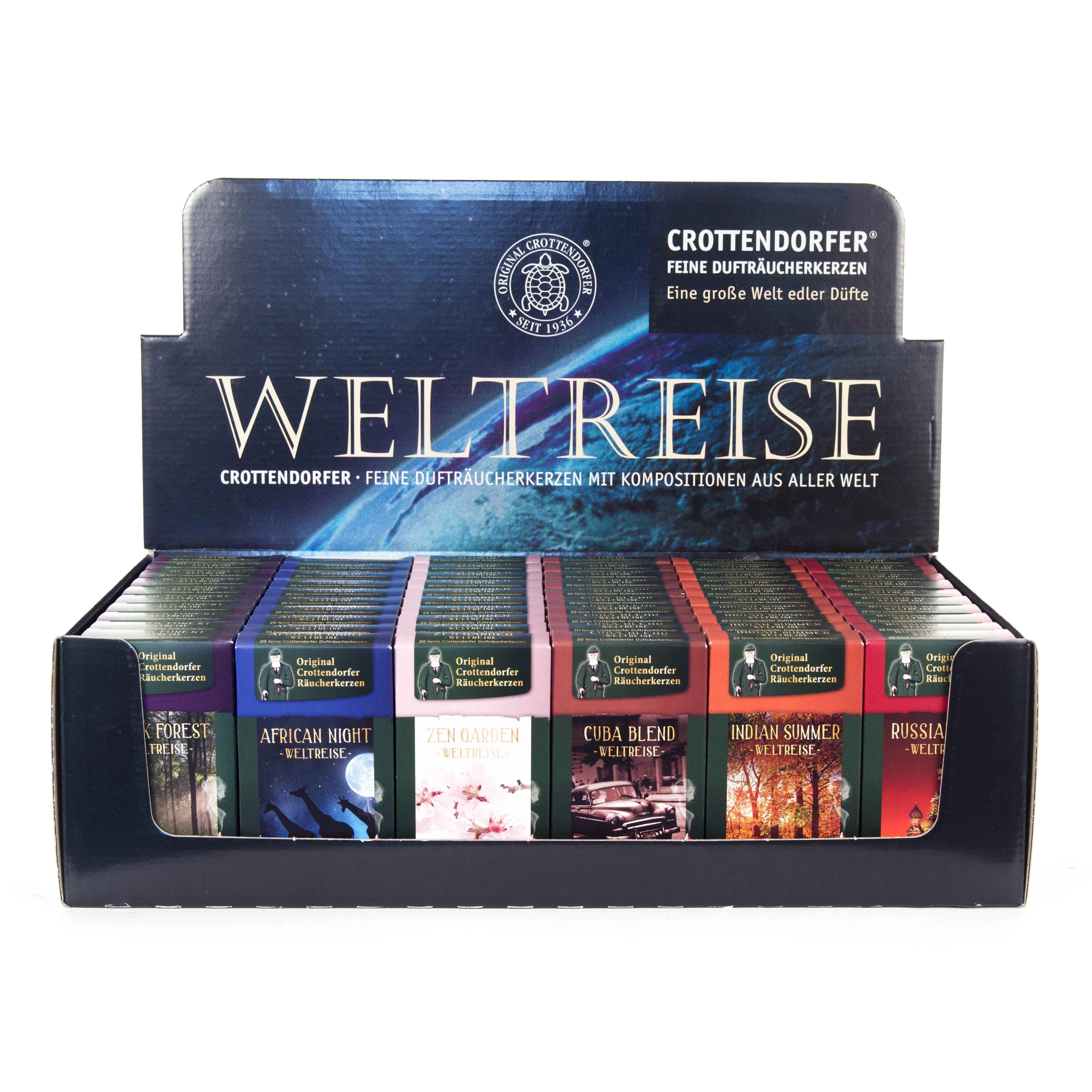 Crottendorfer Räucherkerzen (60) Weltreise, Verkaufsdisplay 