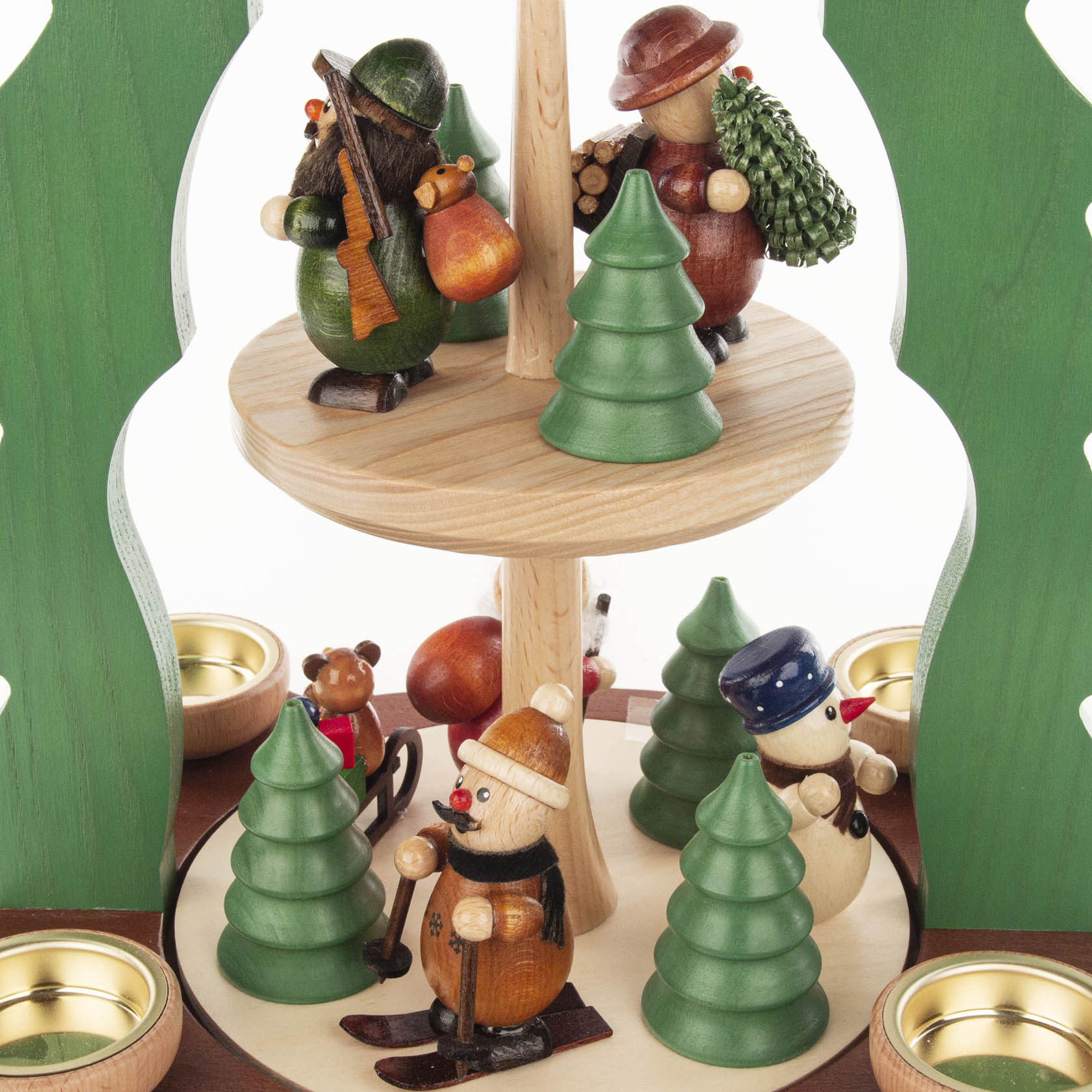 Pyramide Weihnachtsmotiv 2-stöckig  farbig für Teelichte