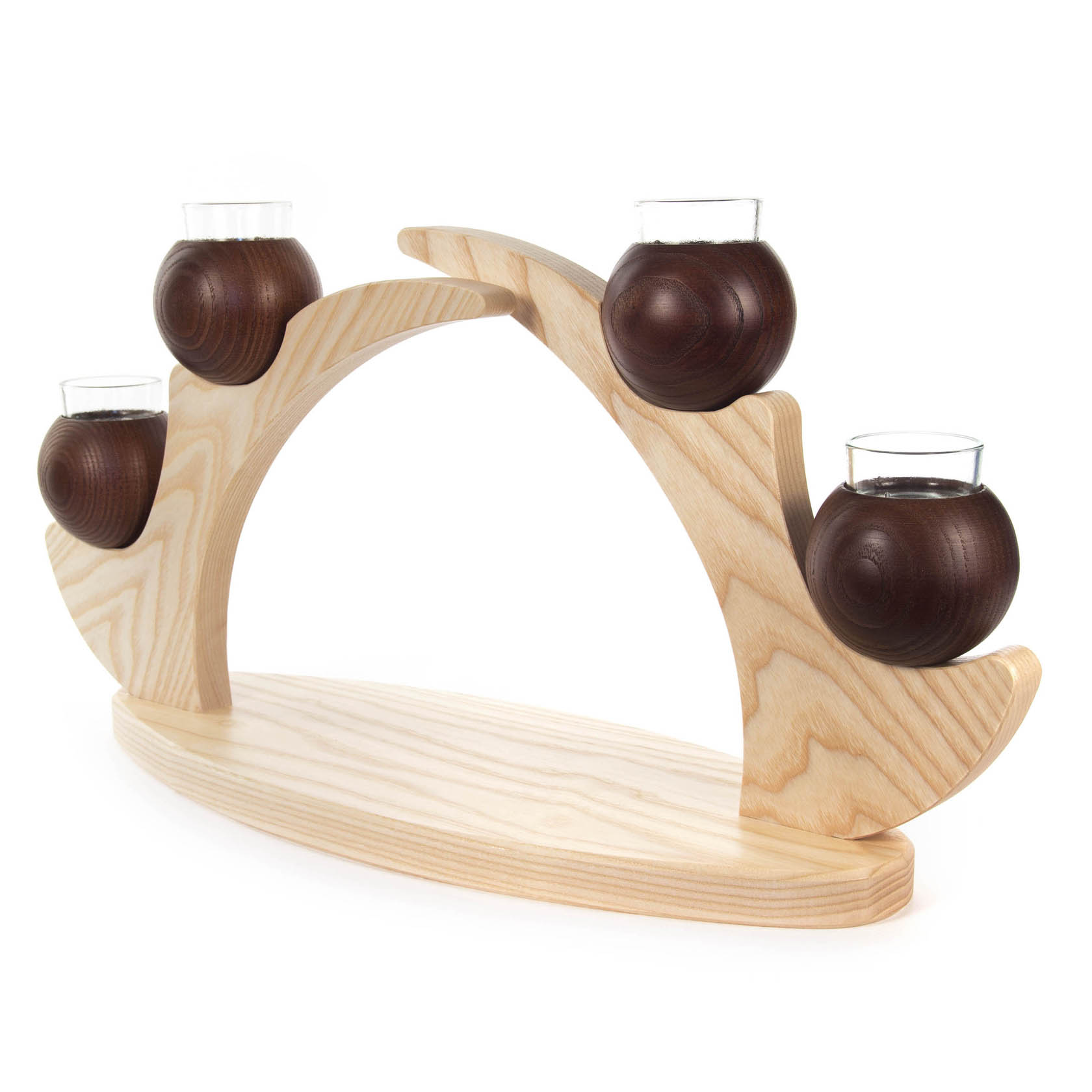 Tischleuchter 4 Kerzen braun aus Massivholz