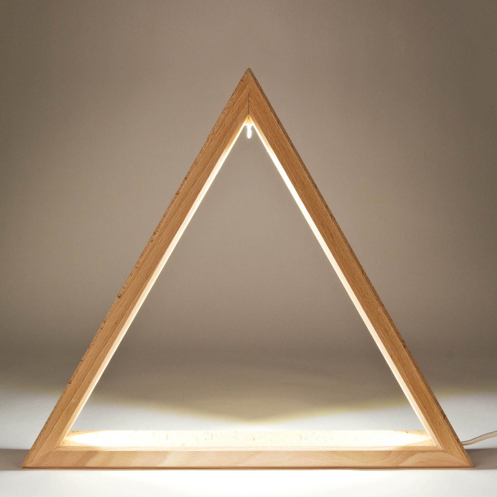Beleuchtetes Dreieck natur 35cm mit LED Band 12V/Trafo 100-240V
