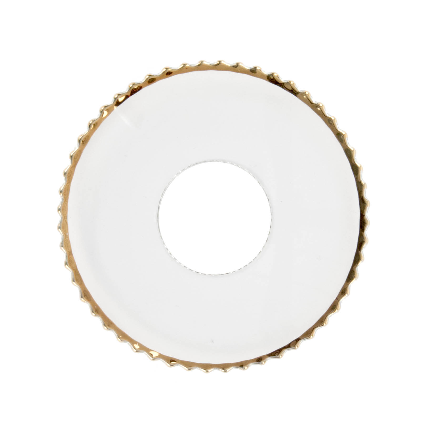 A circular white light collar with a gold rim and a central hole of 23mm diameter, total diameter 70mm. im Dregeno Online Shop günstig kaufen