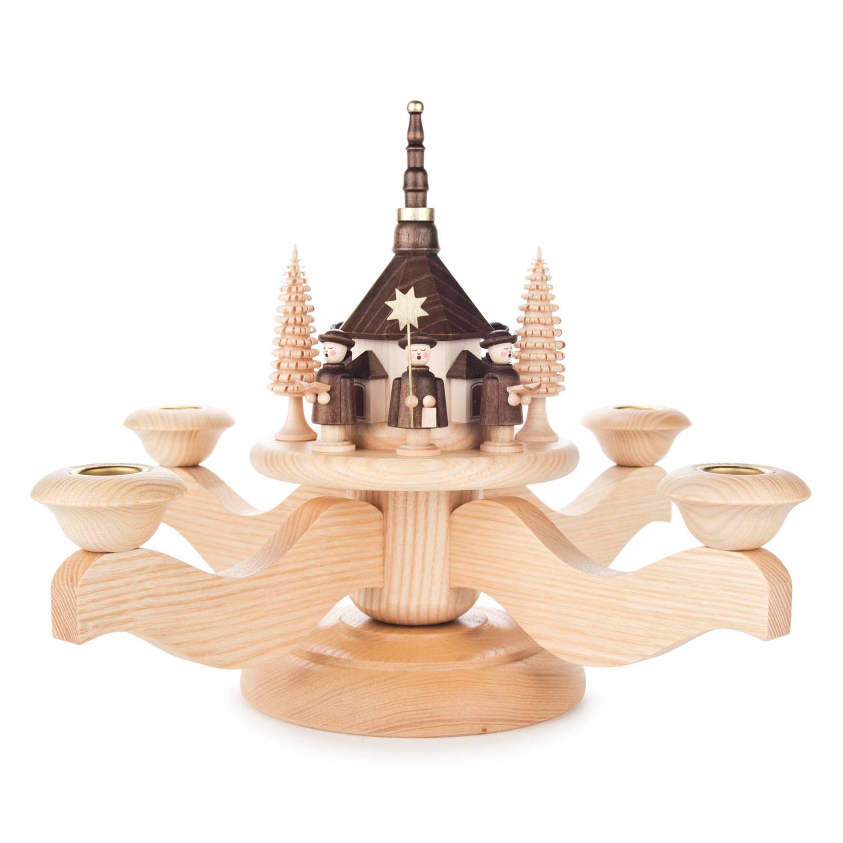 Adventsleuchter mit Seiffener Kirche und Kurrende, natur, für Kerzen d=20mm im Dregeno Online Shop günstig kaufen