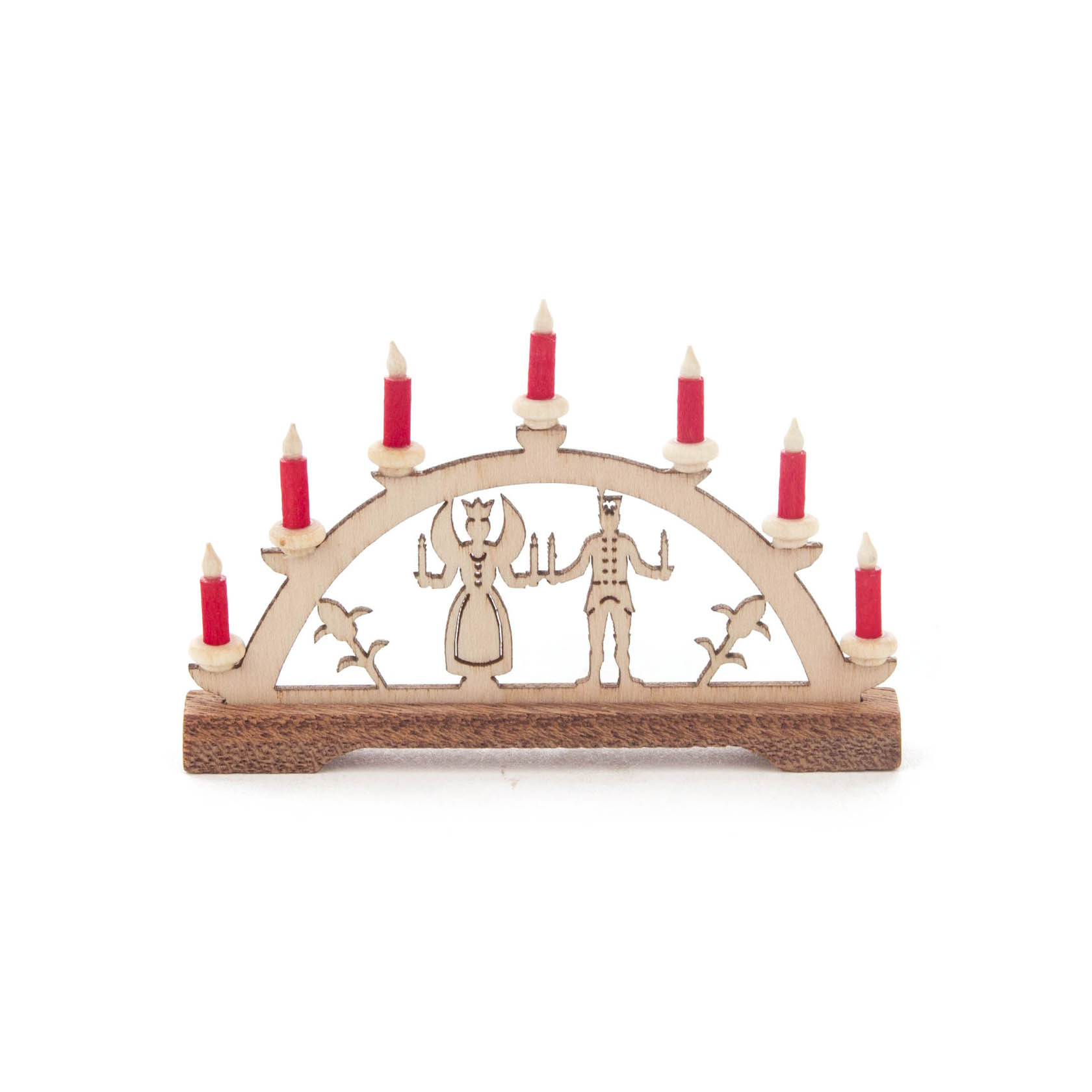 Mini Schwibbogen Engel und Bergmann rote Kerzen im Dregeno Online Shop günstig kaufen