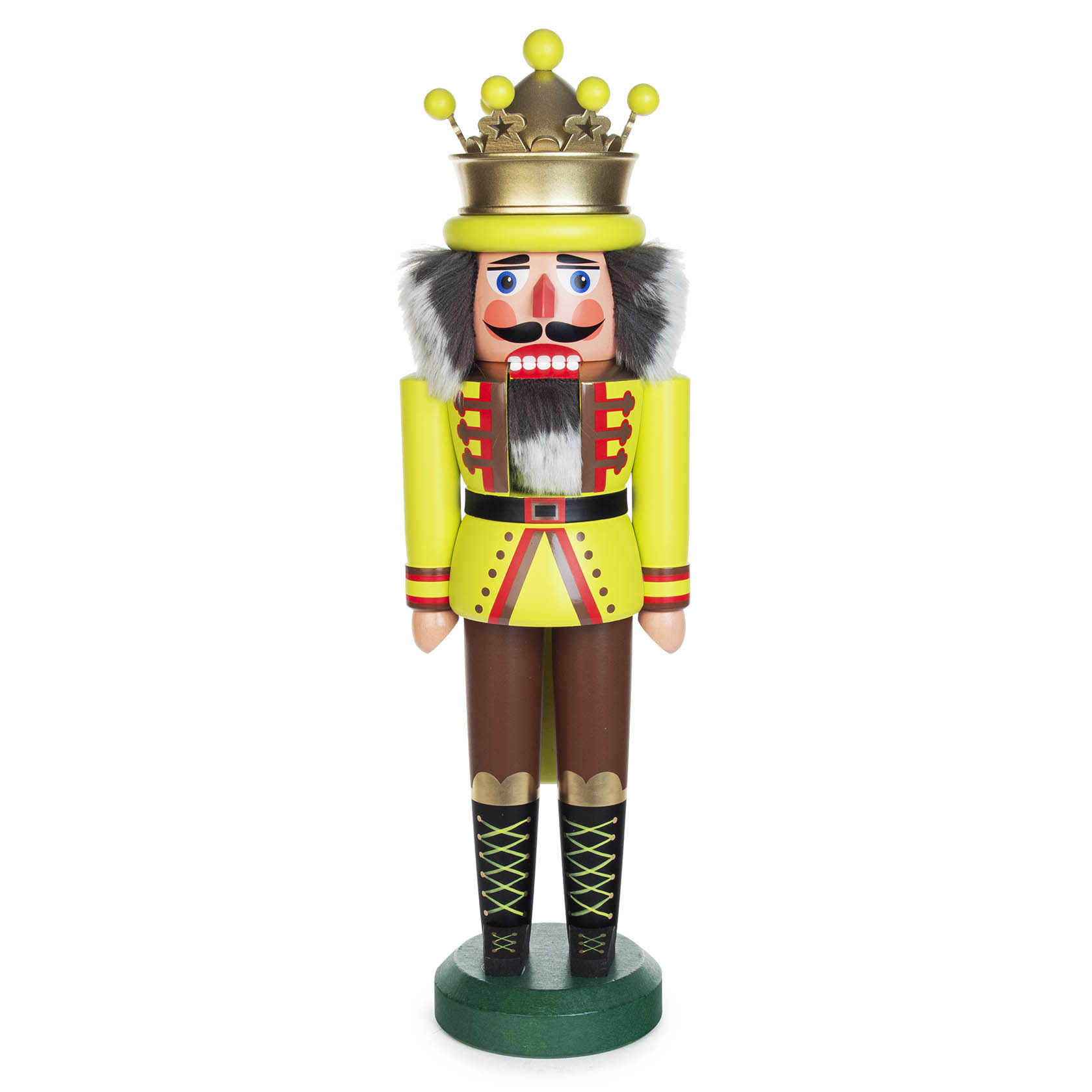 Nussknacker König mit Krone gelb-grün/matt, 42cm im Dregeno Online Shop günstig kaufen