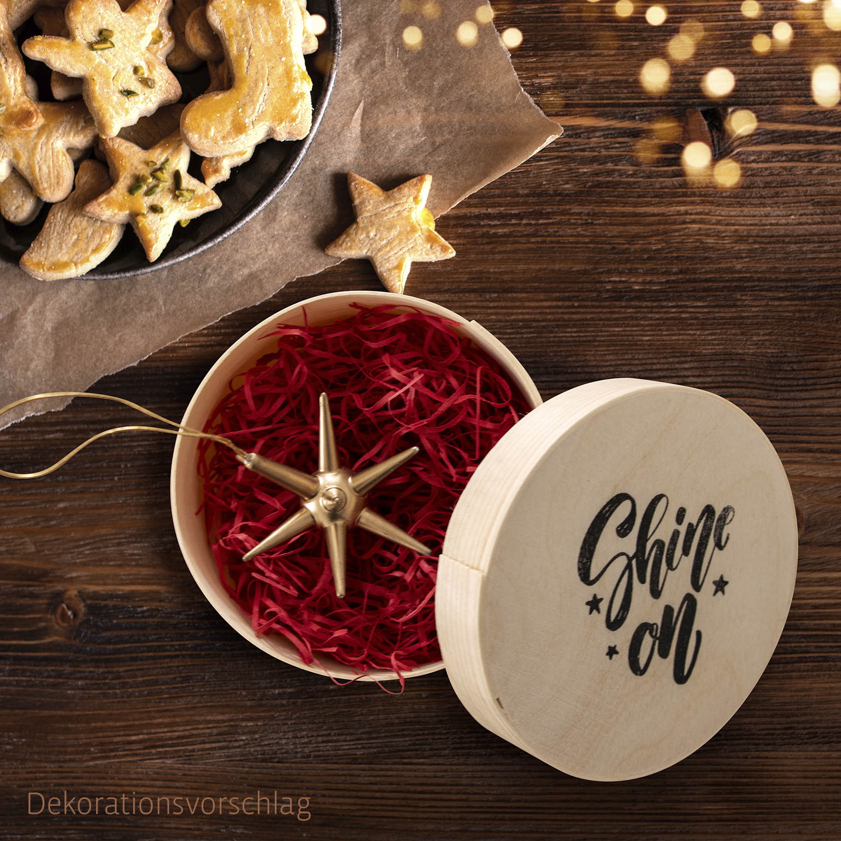 Goldstern zum Hängen in Spandose  mit Motiv "Shine on" im Dregeno Online Shop günstig kaufen
