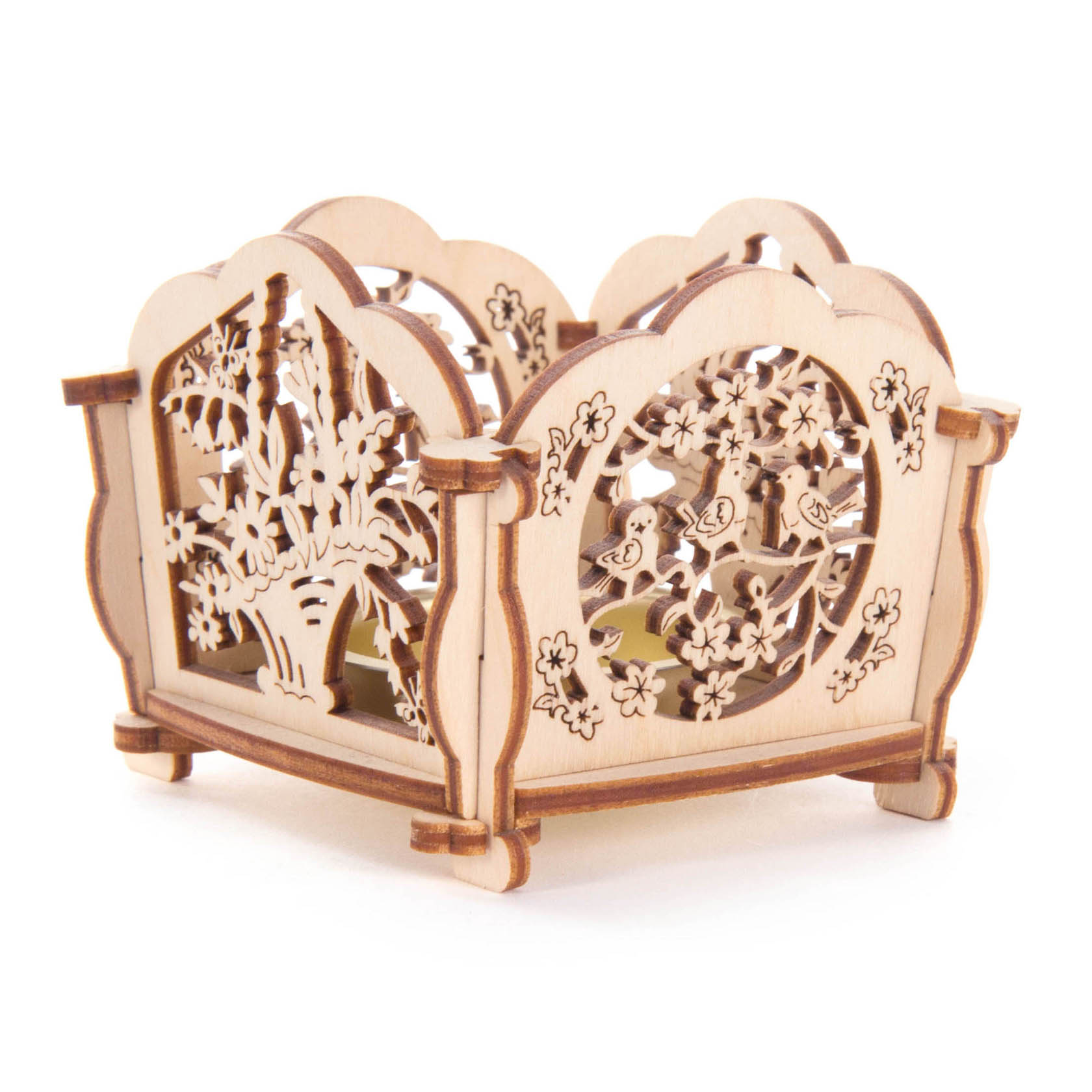 Bastelset Teelichthalter Motiv: Vögel und Blumen 7,3x5,8x7,3cm im Dregeno Online Shop günstig kaufen