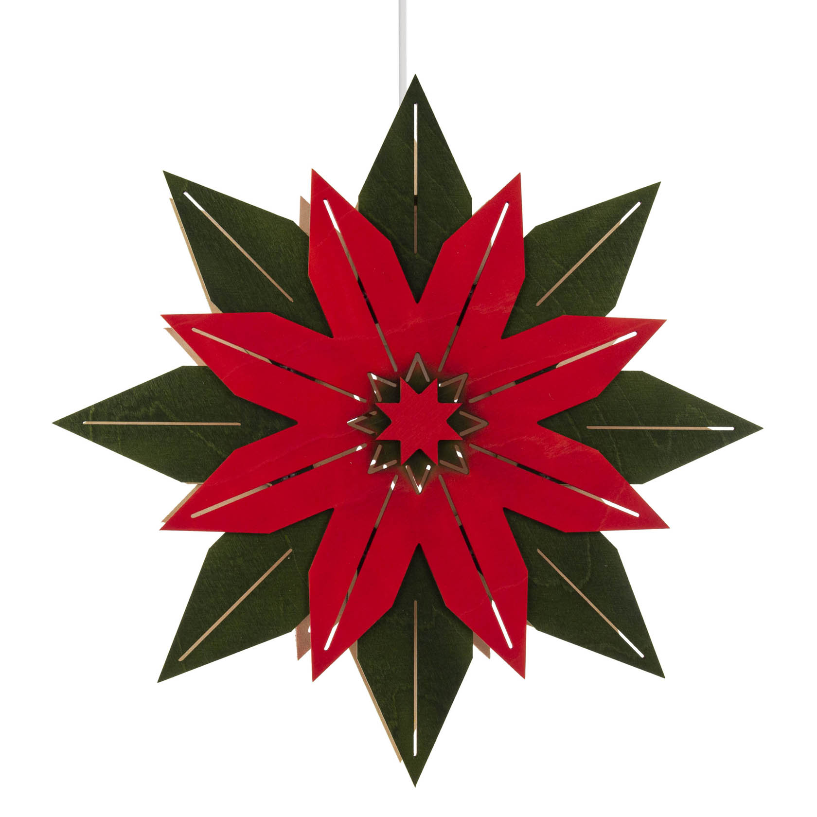 Window star green-red, electric light | Dregeno - Seiffener Originale
