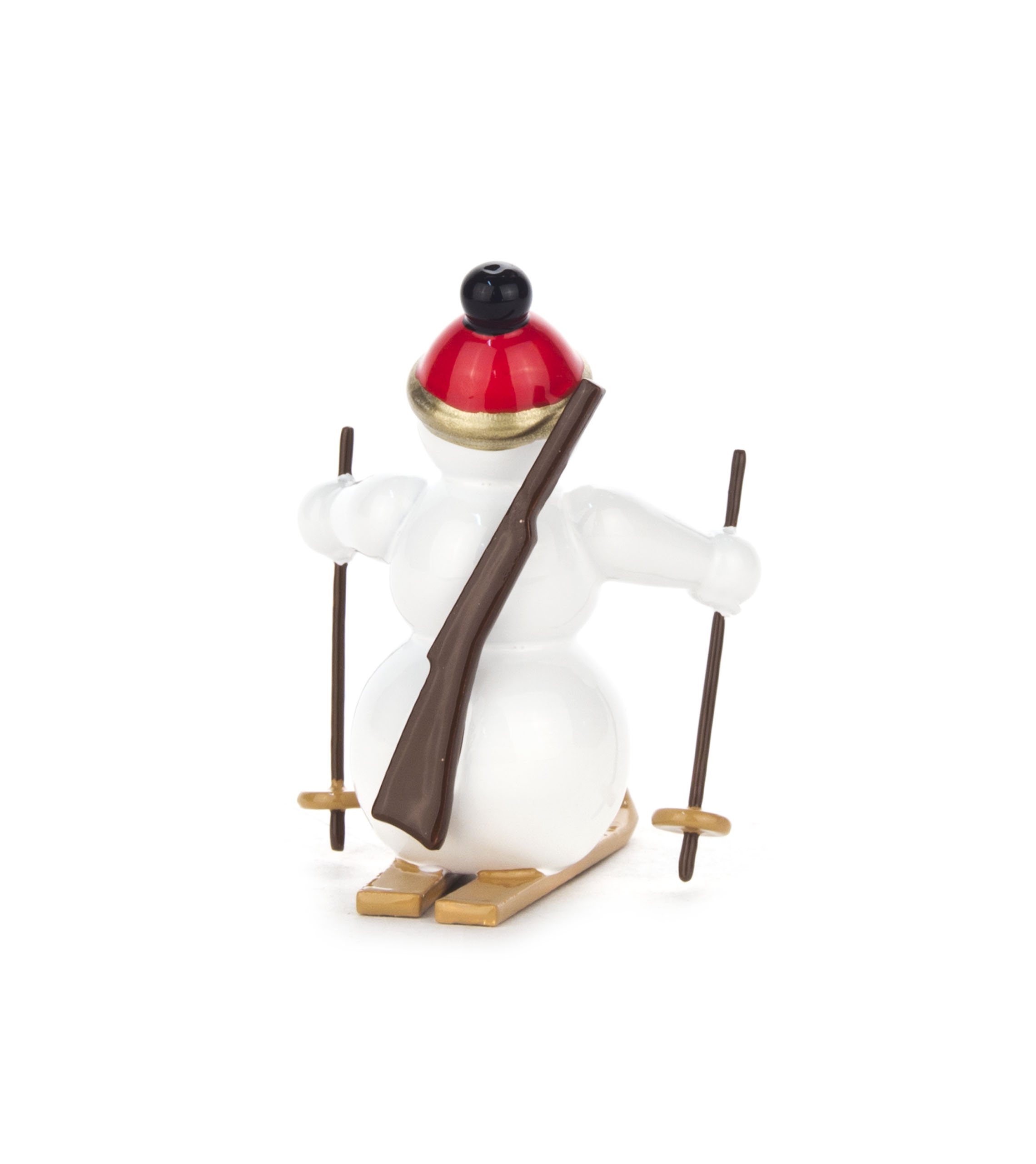 Schneemanntrio mit Snowboard, Ski und Schlittschuhen 