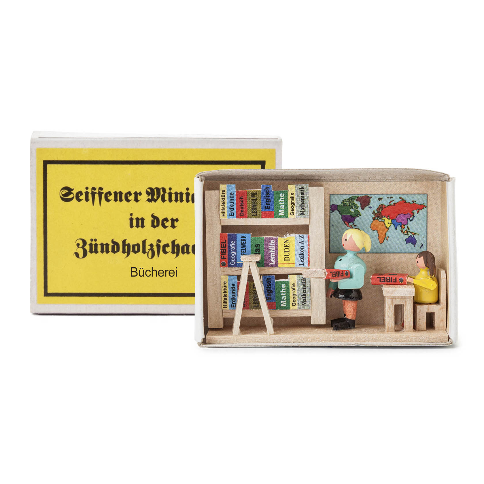 Zündholzschachtel Bücherei