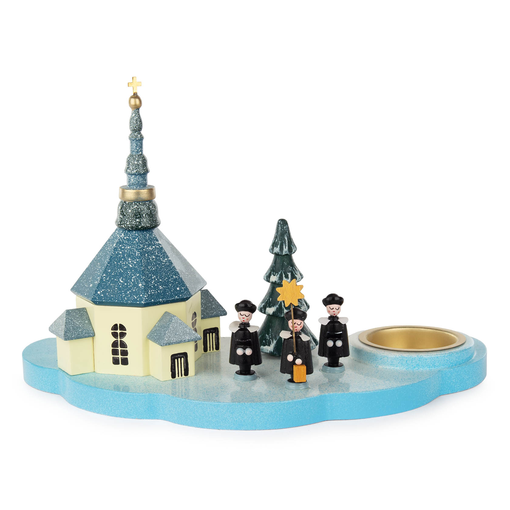 Teelichthalter mit Seiffener Kirche und Kurrende farbig im Dregeno Online Shop günstig kaufen
