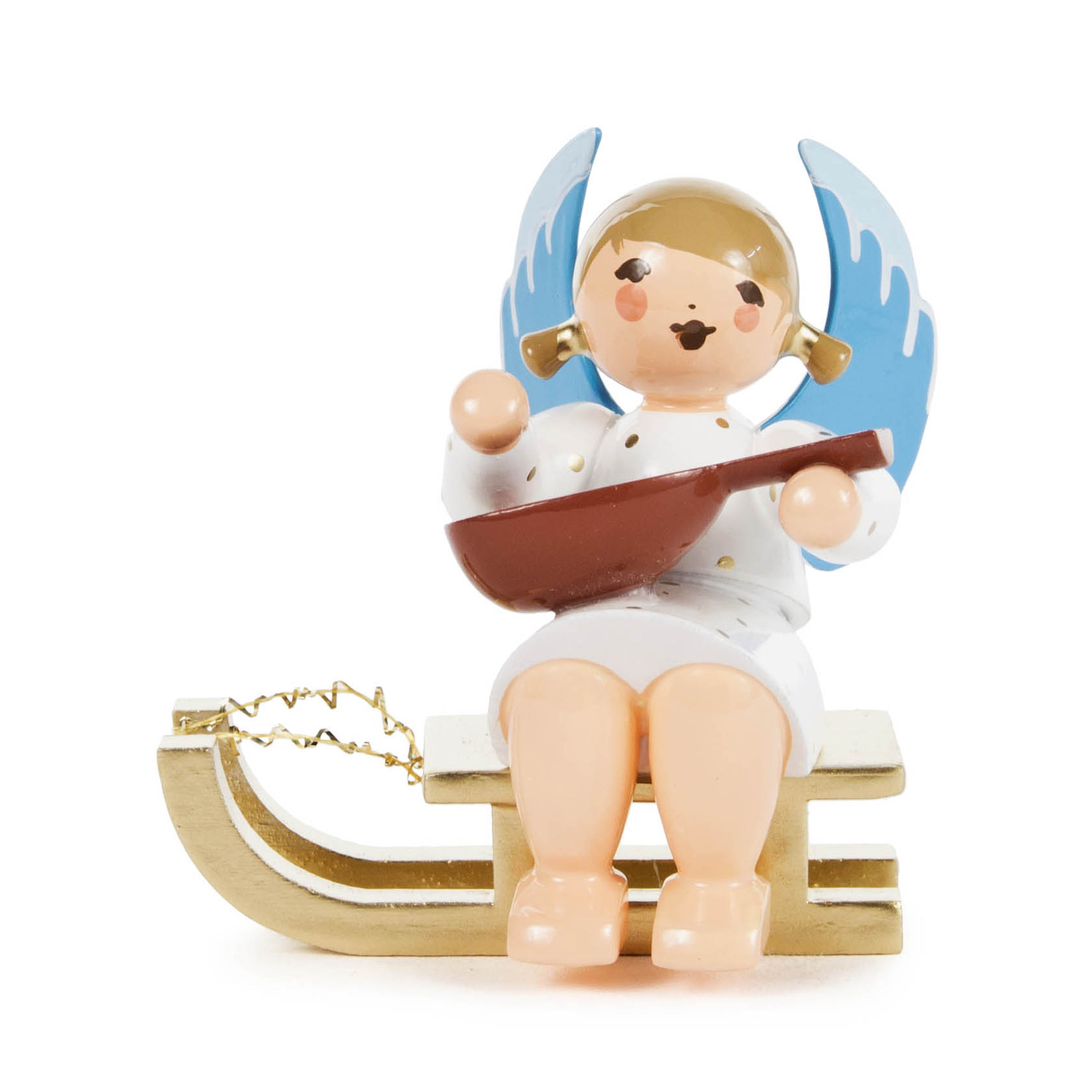 Engel mit Mandoline auf Schlitten sitzend im Dregeno Online Shop günstig kaufen