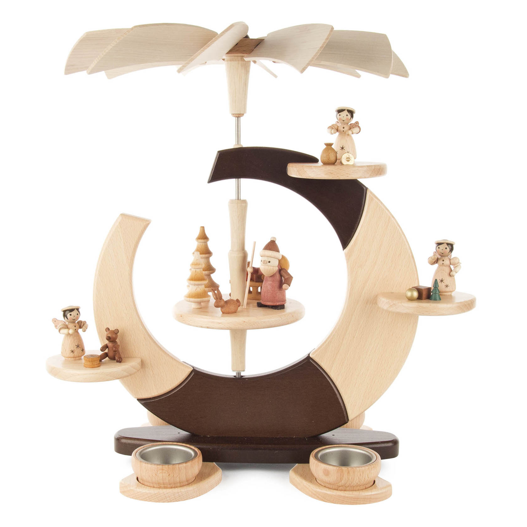 Pyramide "Offener Kreis" mit Weihnachtsmann und Engeln, für Teelichte im Dregeno Online Shop günstig kaufen