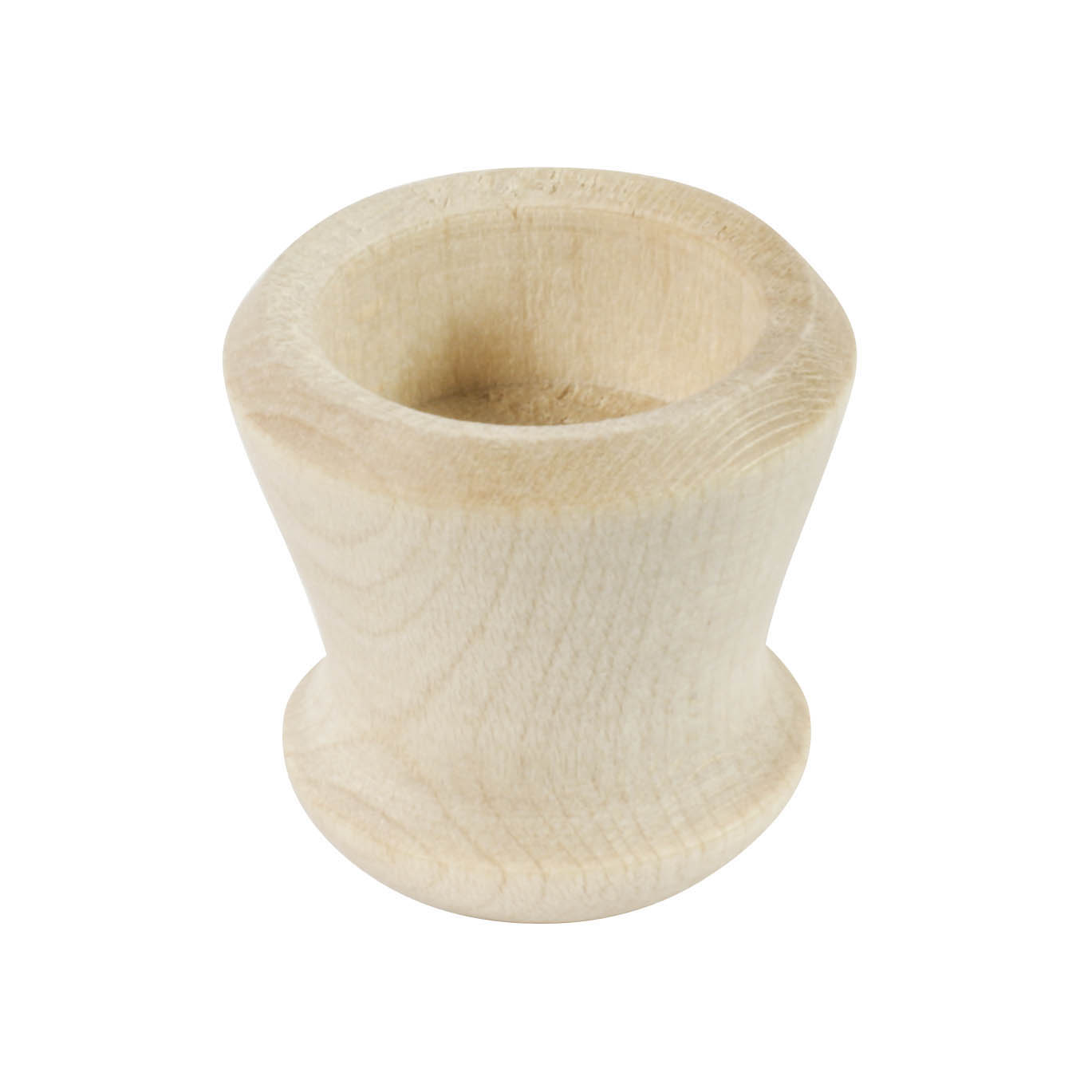 A light-colored wooden holder resembling an egg cup, featuring a cylindrical shape with a flared base and a 20mm opening at the top.