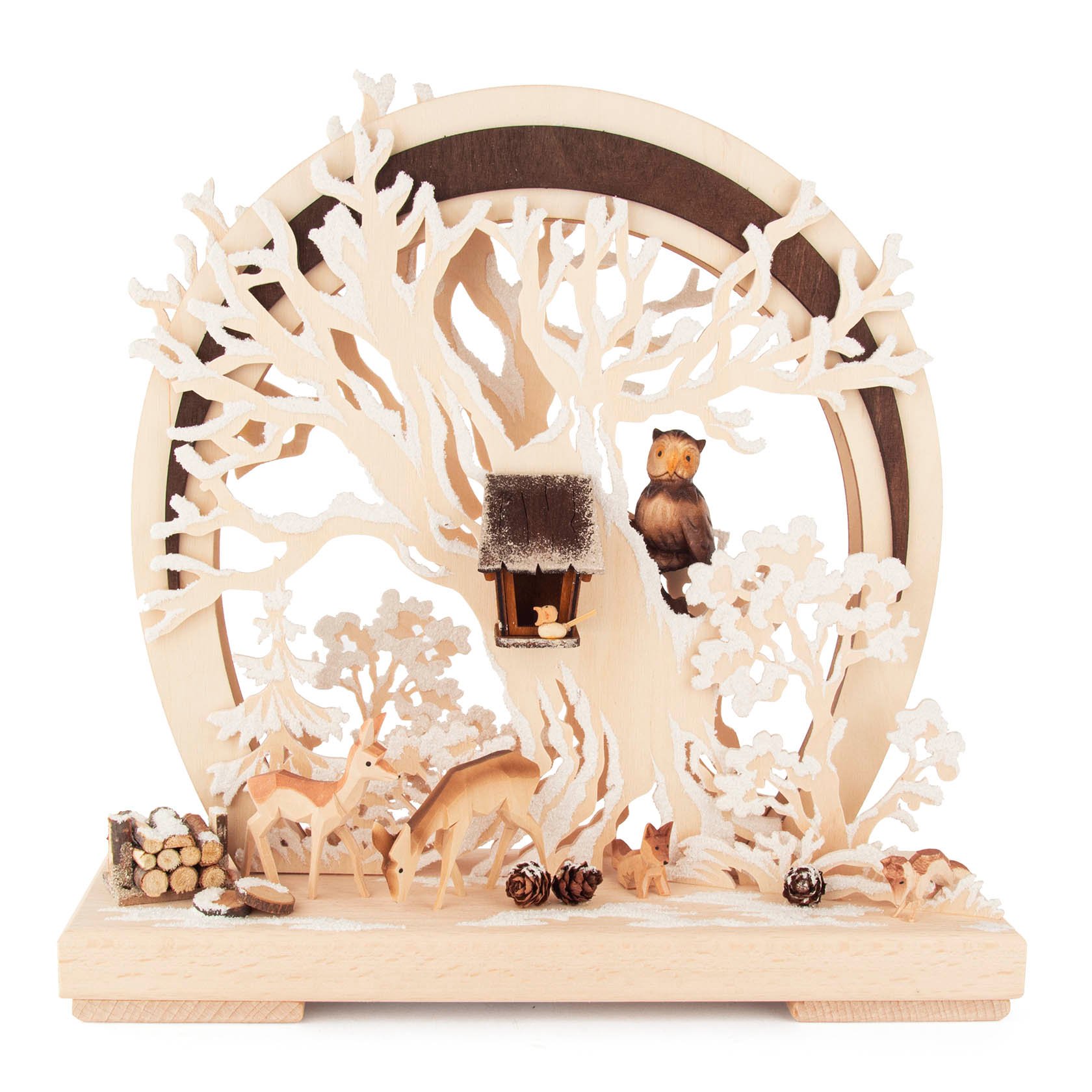 Romantikleuchte mit Waldtieren-Raureif mit indirekter LED-Beleuchtung im Dregeno Online Shop günstig kaufen