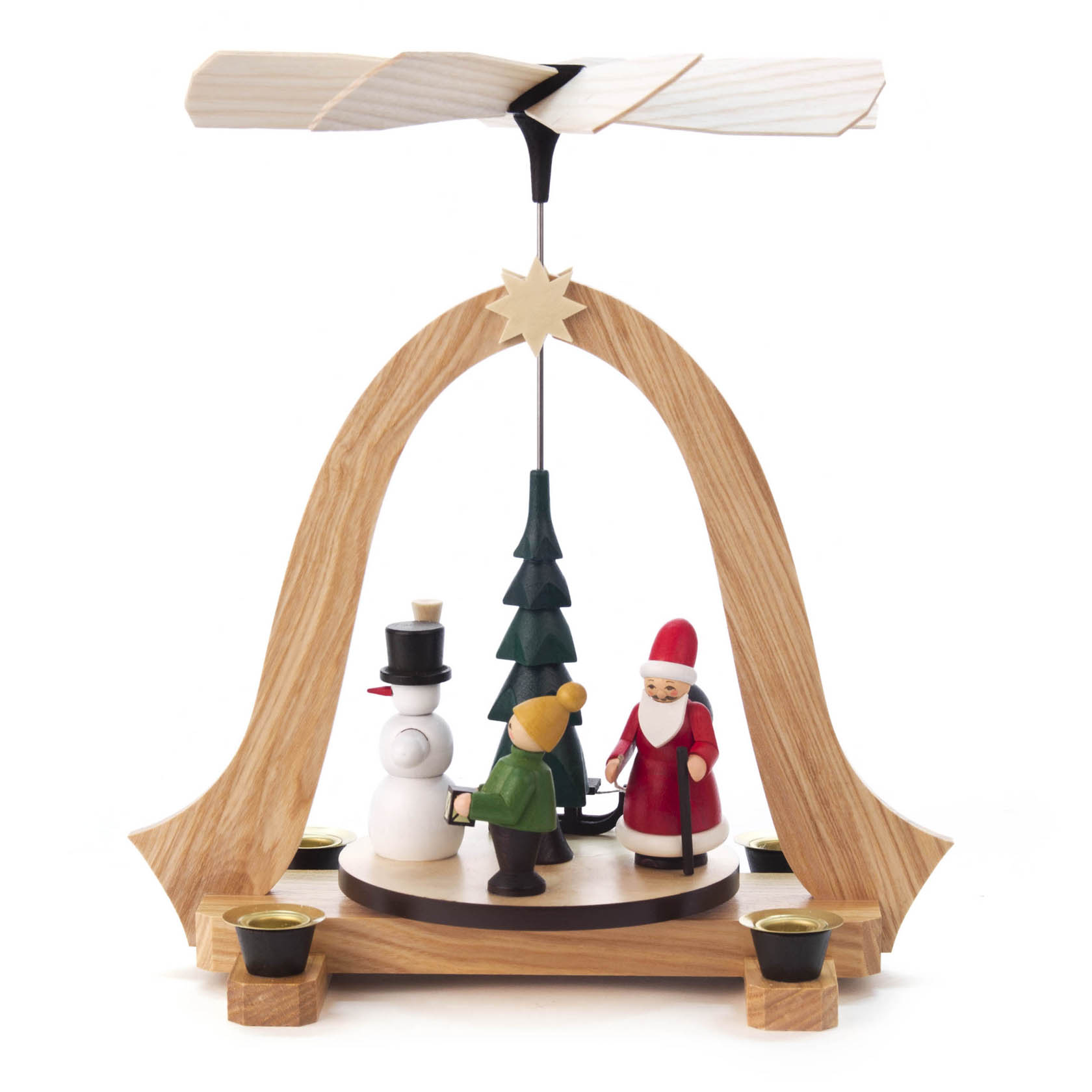 Pyramide "Weihnachtszeit" farbig, für Kerzen d=14mm