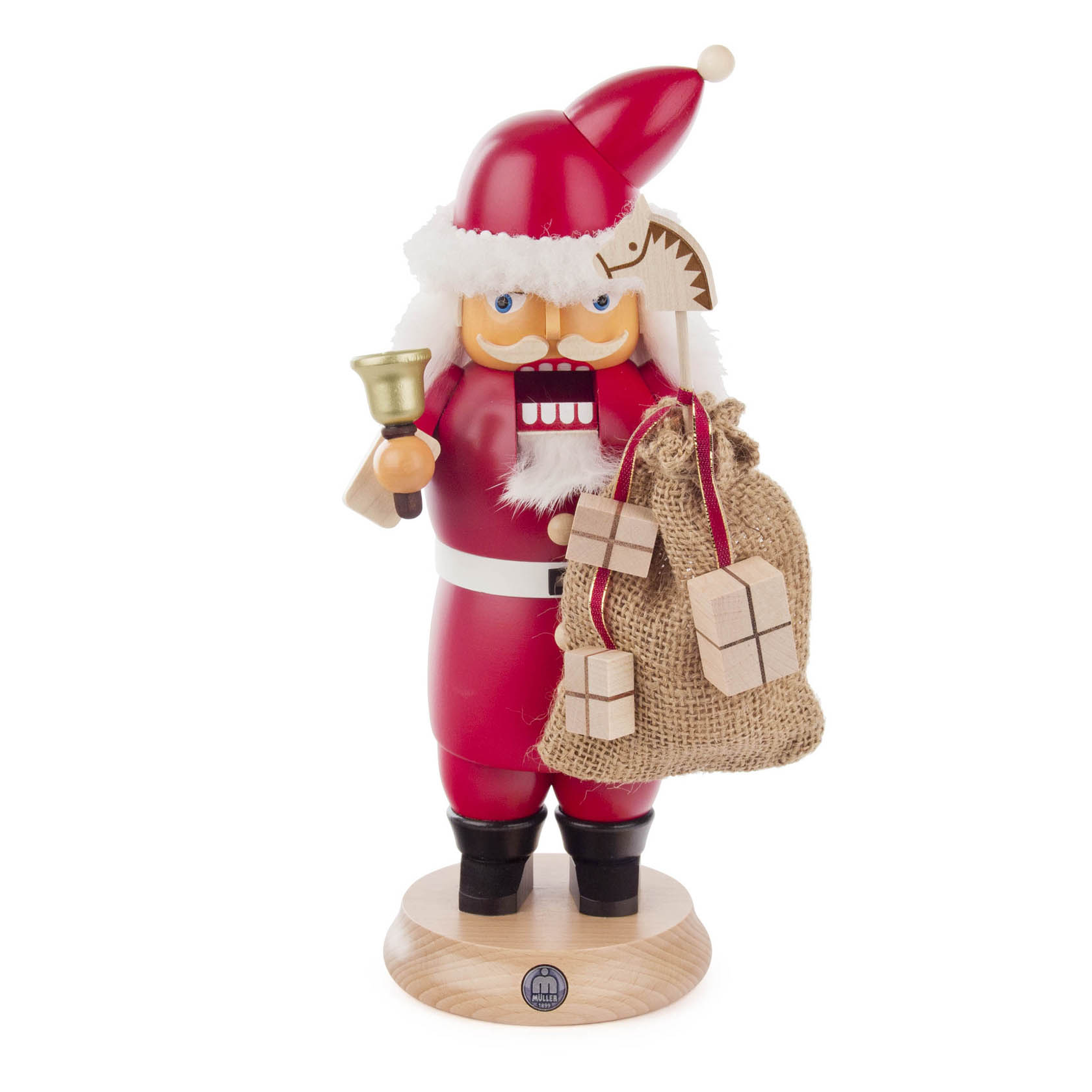 Rauchender Nussknacker "RauchKnacker" Weihnachtsmann mit Glocke und Sack 