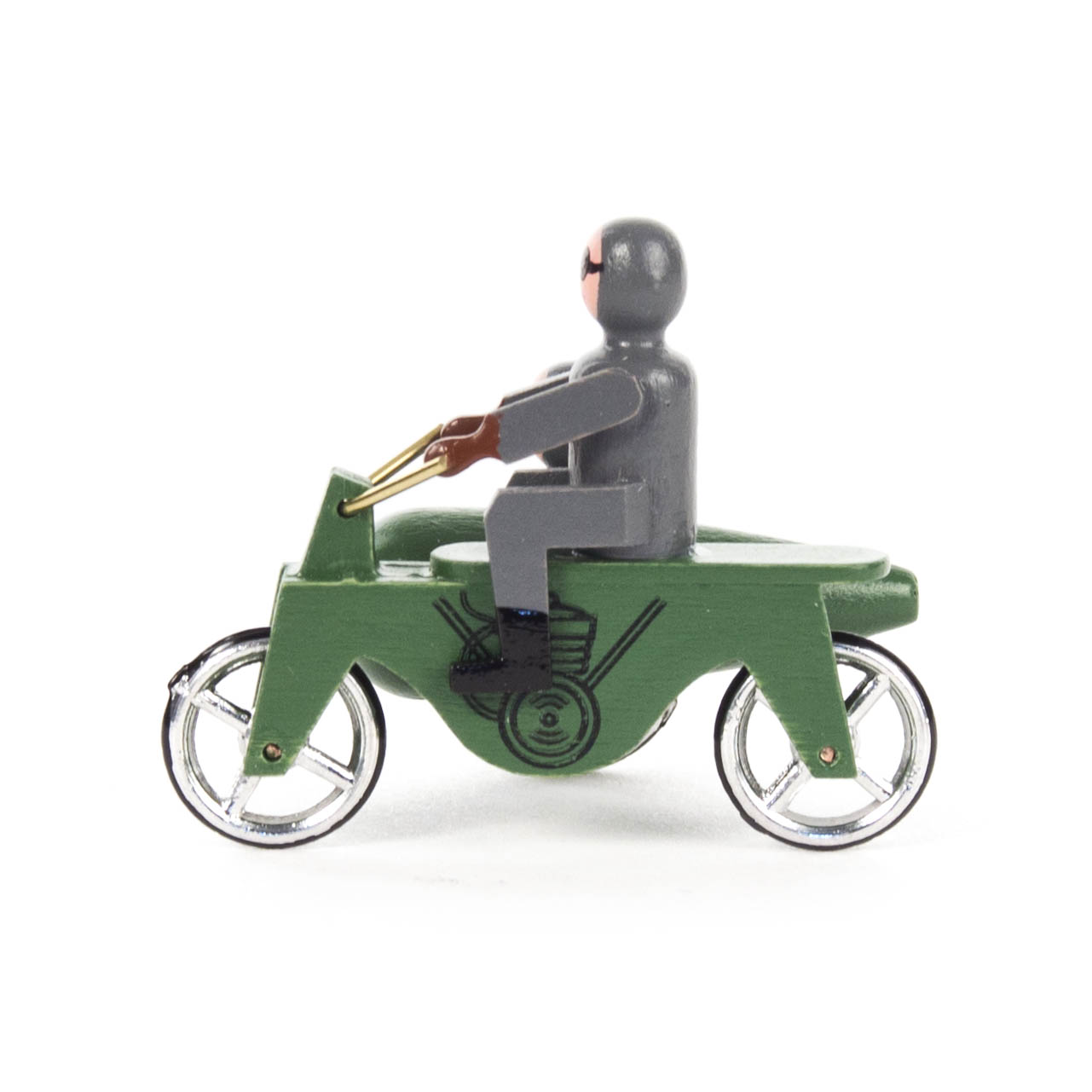 Miniatur Motorrad grün mit Seitenwagen