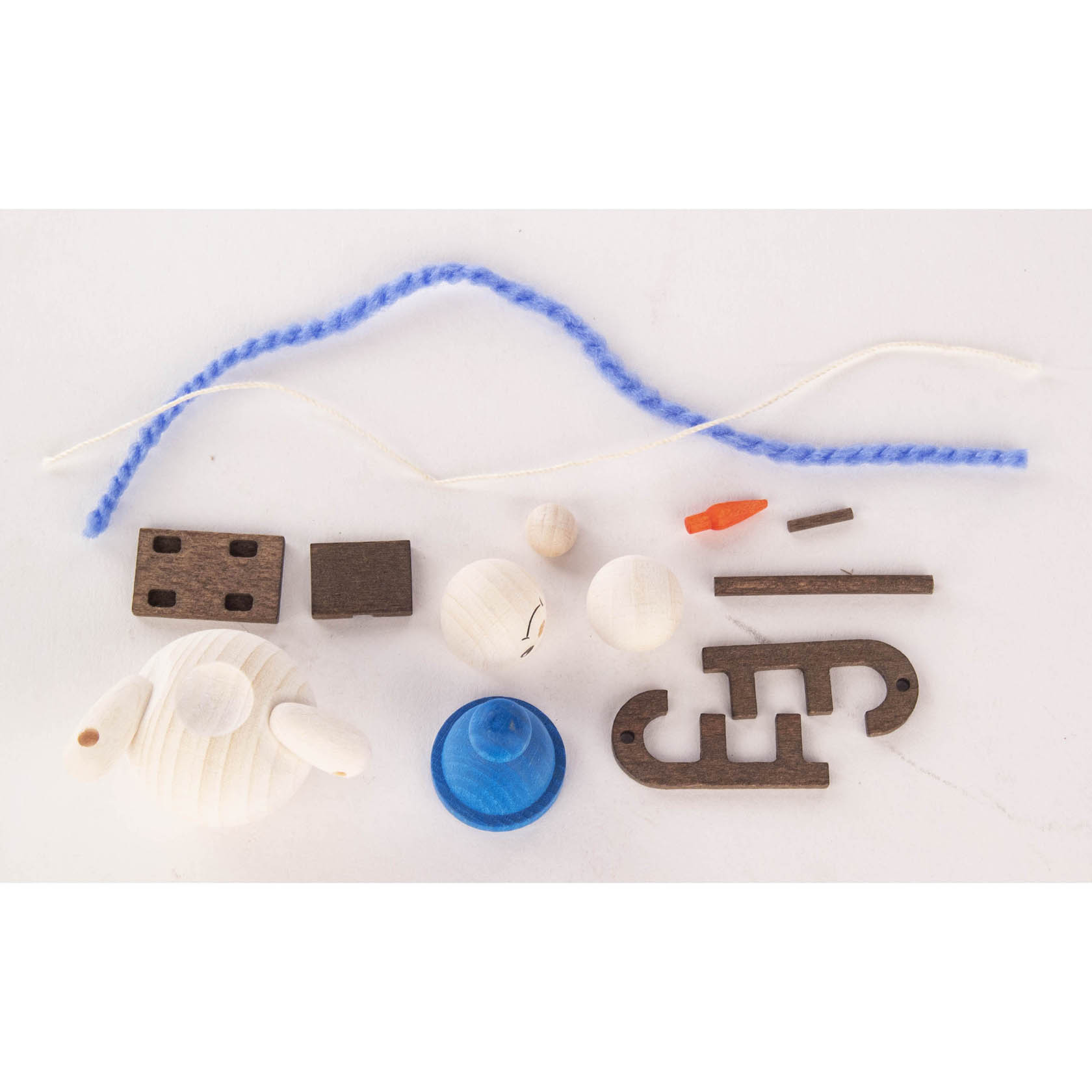 Bastelset Schneemann mit Schlitten blau 6cm