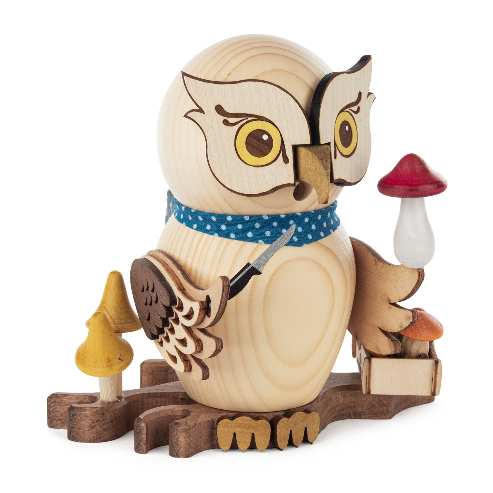 Räucherfigur Eule Pilzsammler