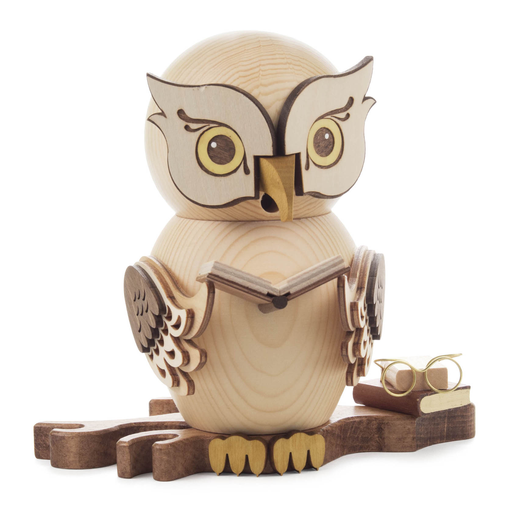 wooden  smoker owl with books