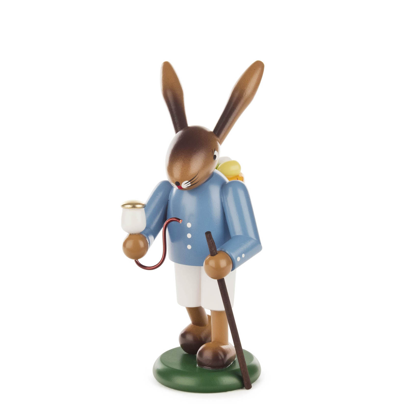 Osterhase mit Eierkorb und Stock, farbig