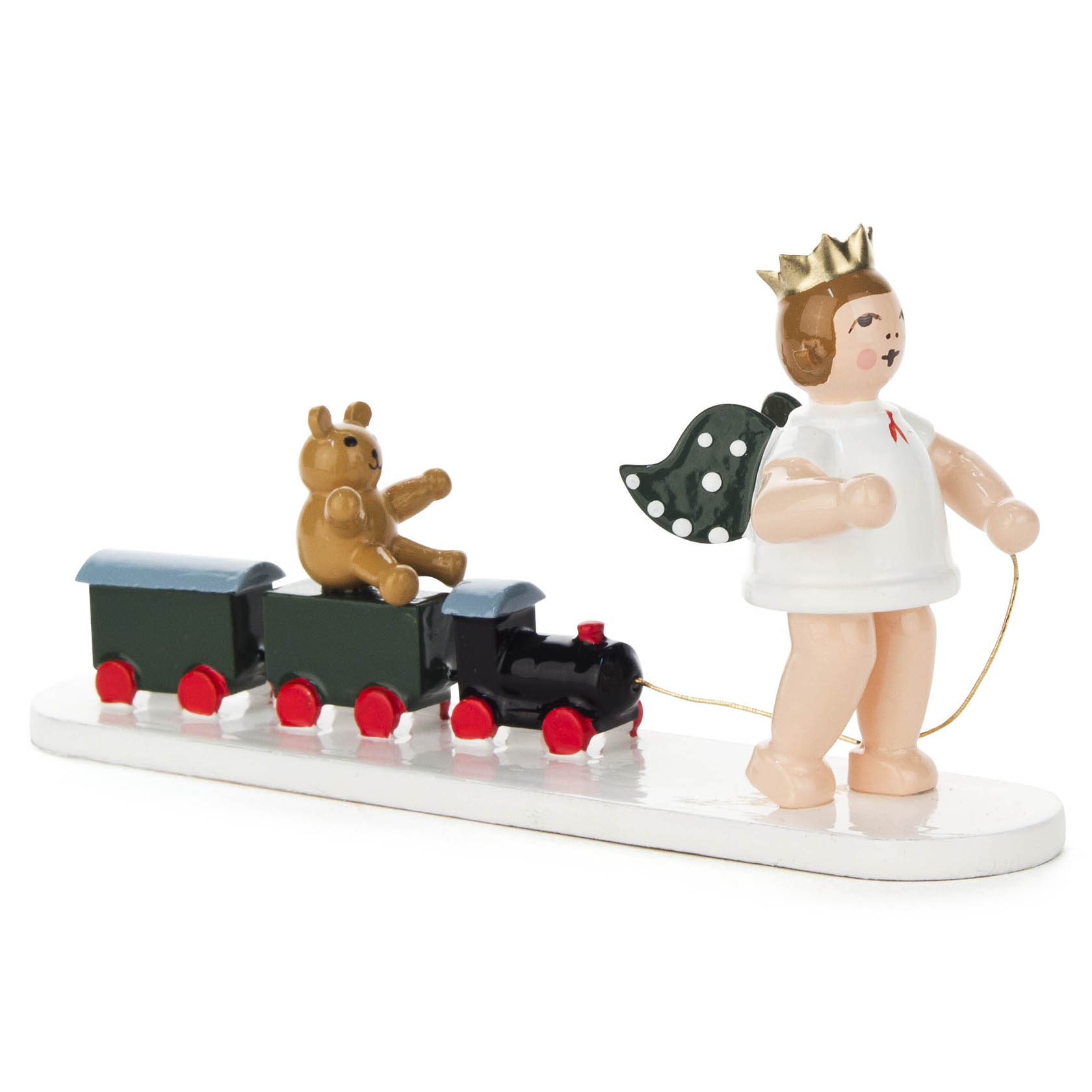 Engel mit Eisenbahn, Teddybär und Krone im Dregeno Online Shop günstig kaufen