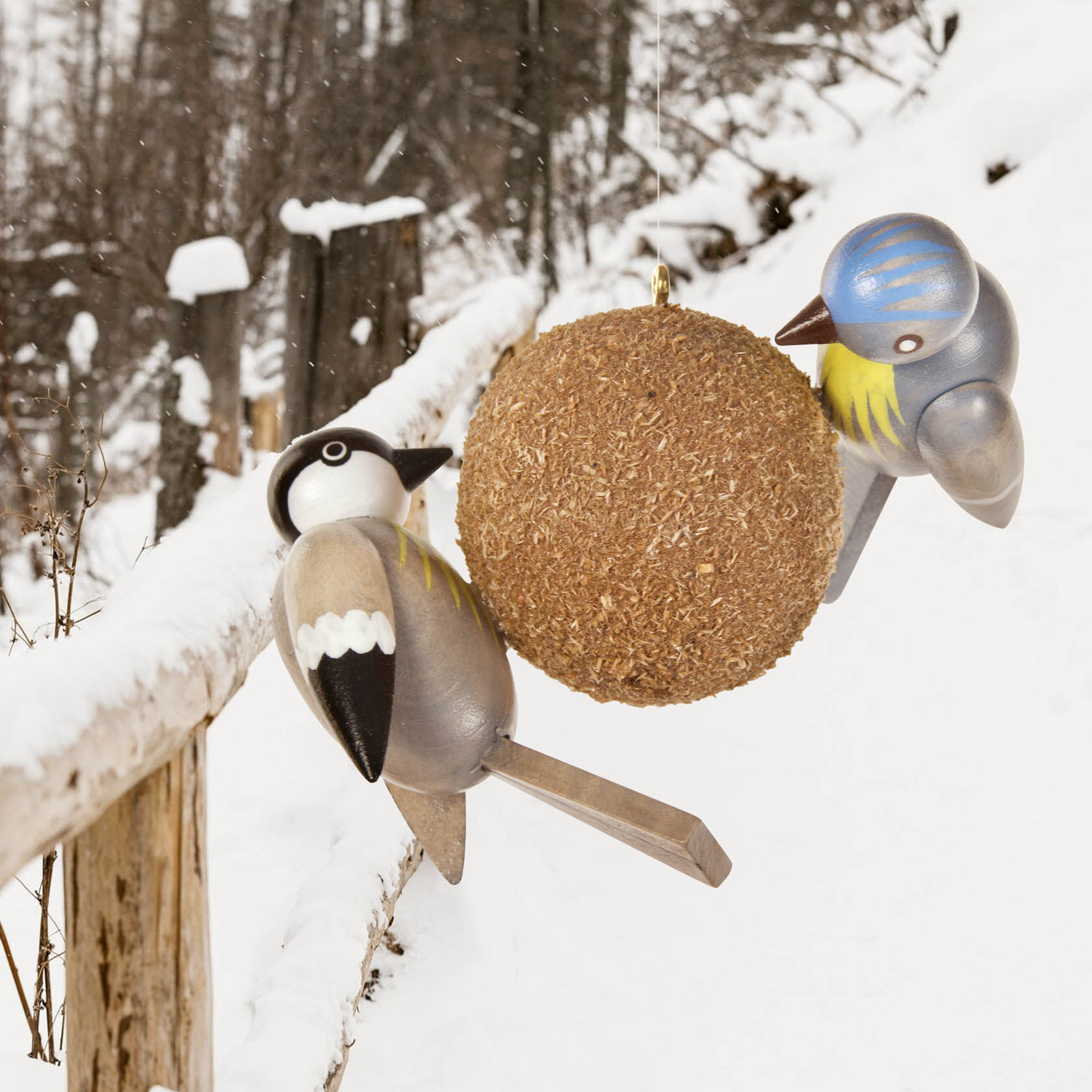 Meisenknödel mit Vögeln, zum Hängen