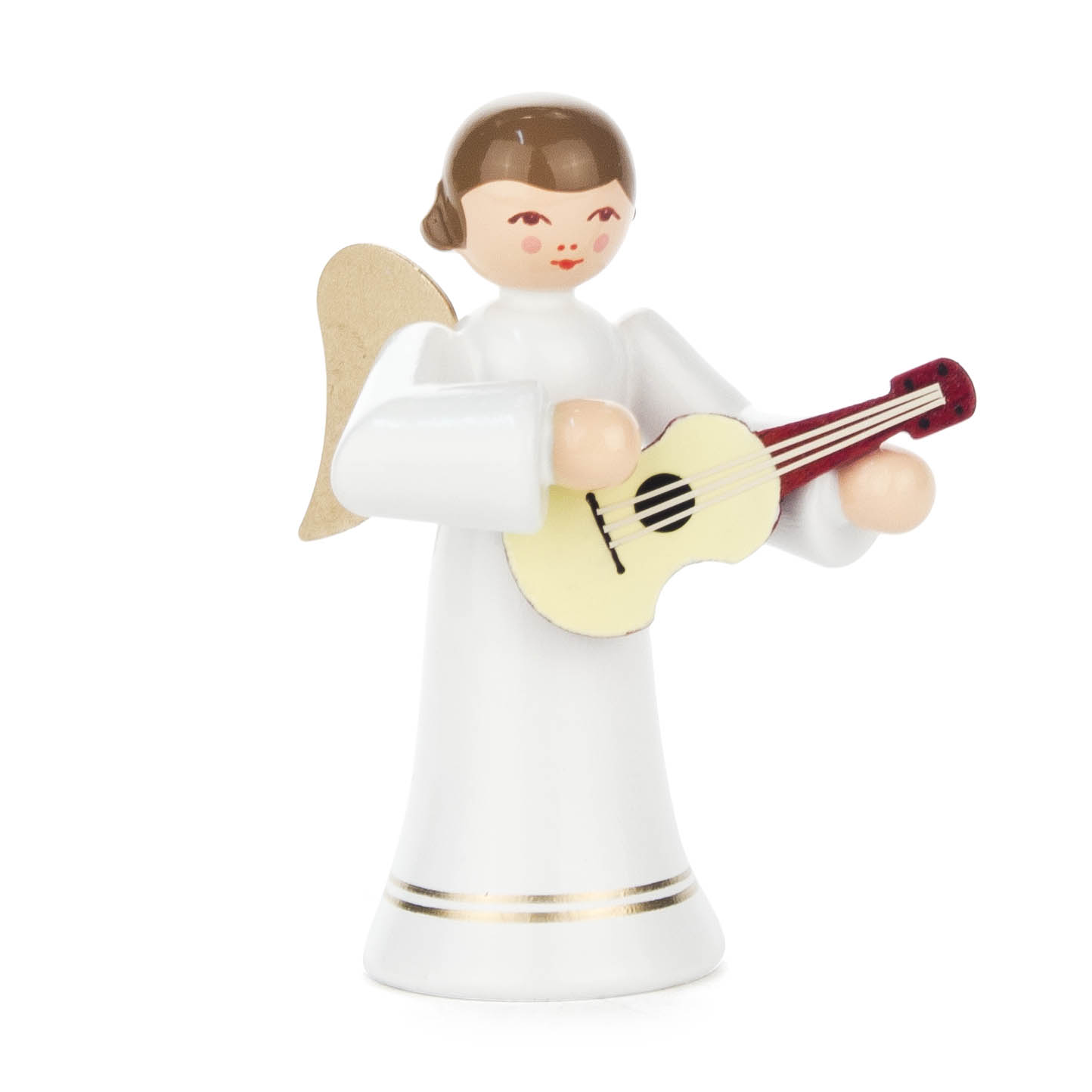 Engel in weißem, langem Rock mit goldenen Flügeln, hält eine Gitarre in den Händen. im Dregeno Online Shop günstig kaufen