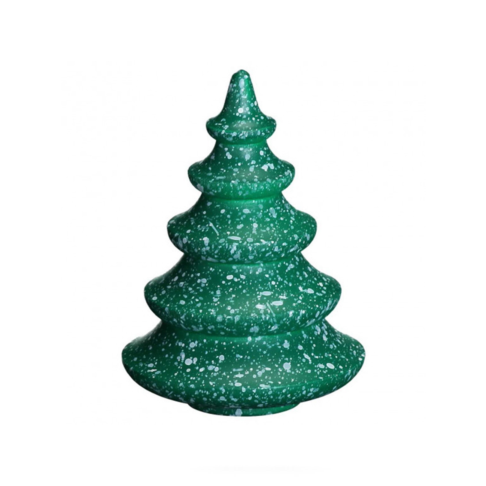 Ein kleiner, dekorativer grüner Baum mit weißen Sprenkeln, ca. 6 cm hoch, passend als Einsatz für einen Vario-Leuchter. im Dregeno Online Shop günstig kaufen