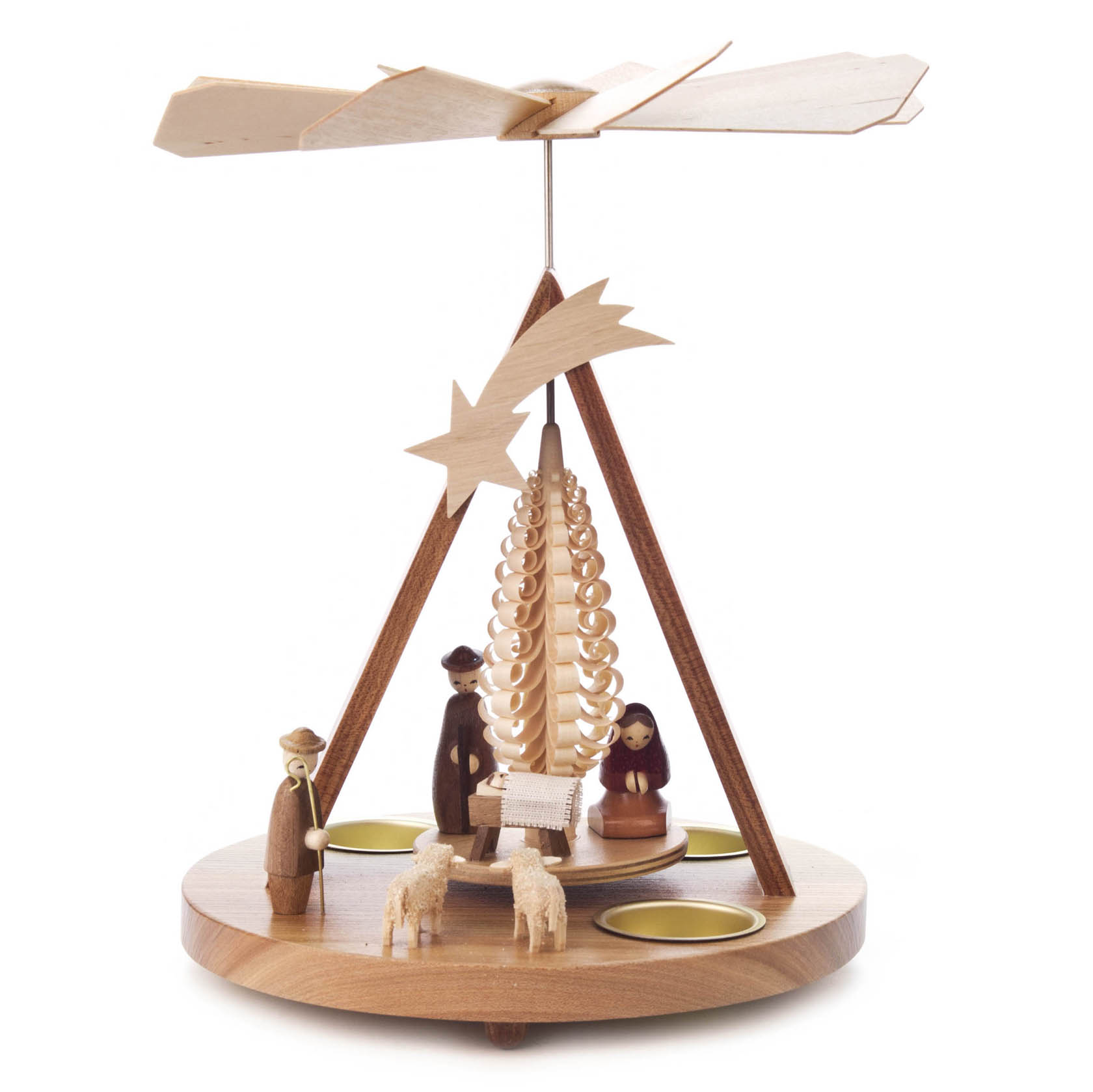 Pyramide mit Christi Geburt und Spitzdach, für Teelichte  im Dregeno Online Shop günstig kaufen