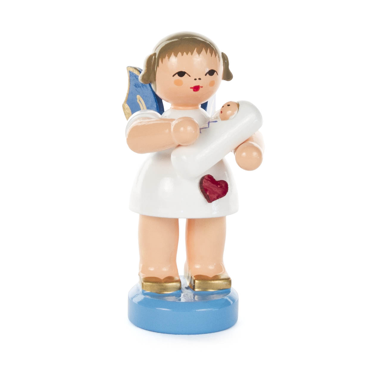 Herzengel mit Baby Junge stehend, blaue Flügel im Dregeno Online Shop günstig kaufen