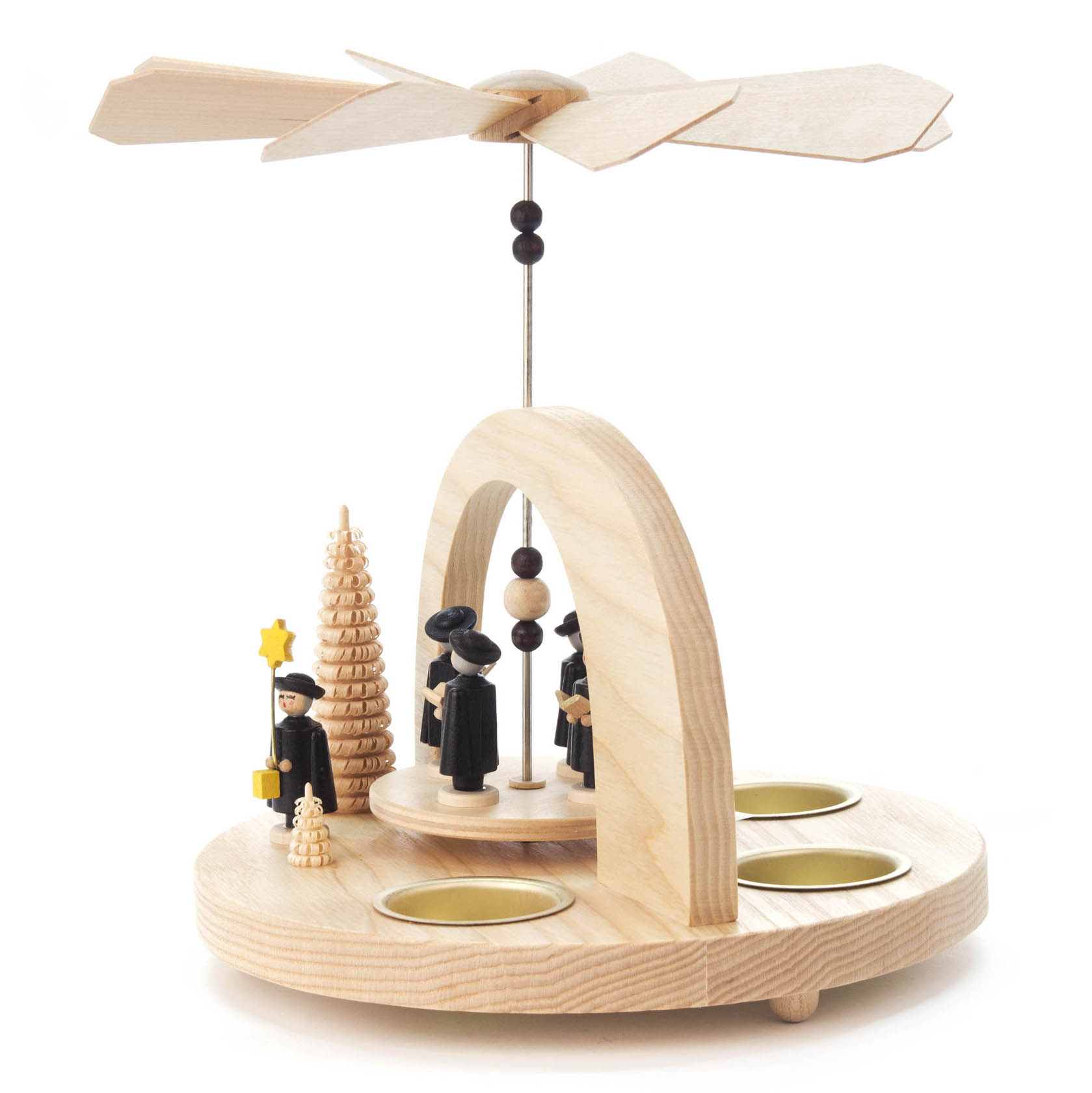 Pyramide mit Kurrendefiguren und Rundbogen, für Teelichte