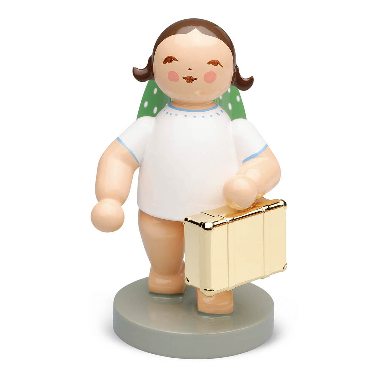 Engel Weltenbummler mit Koffer vergoldet Goldedition Nr. 11