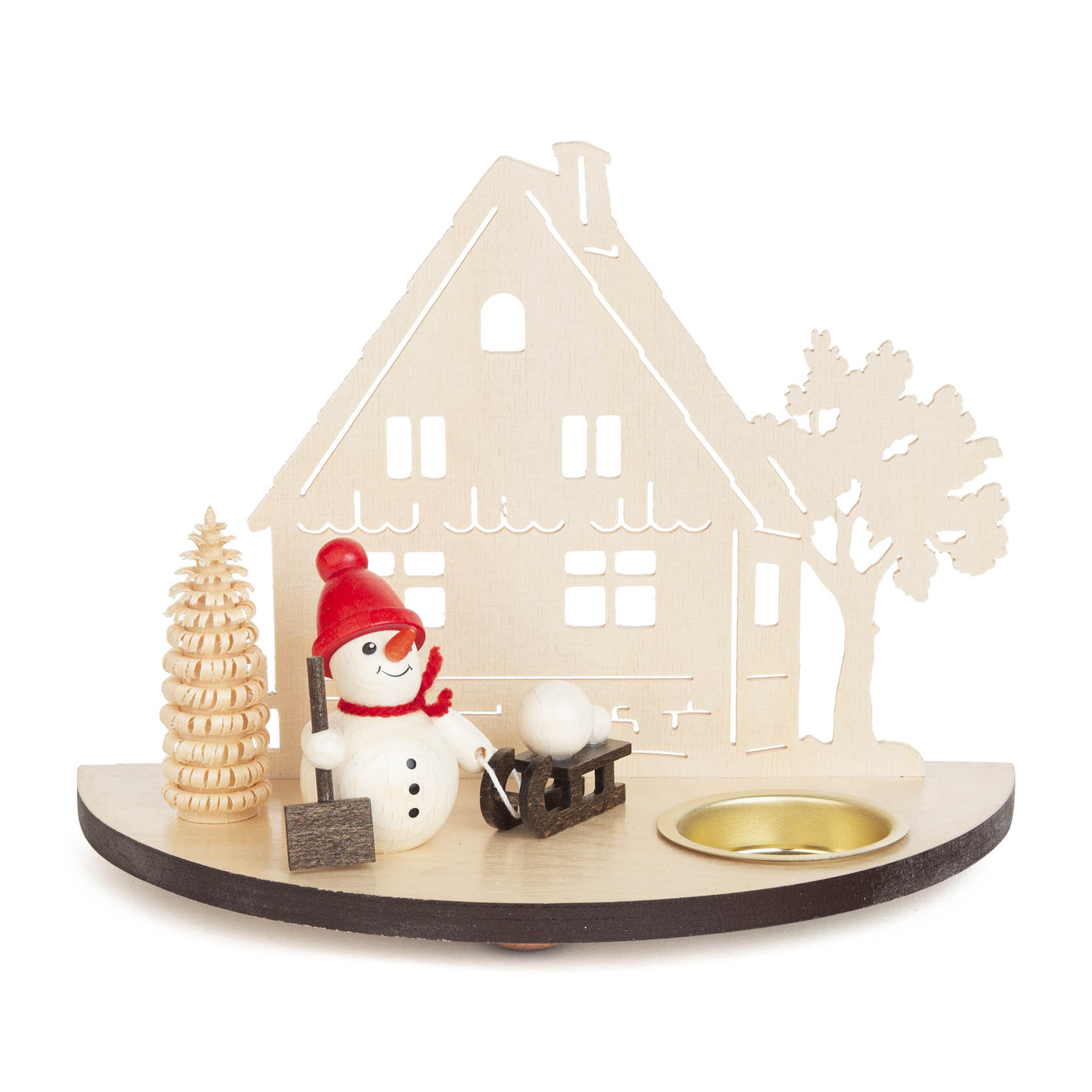 Teelichthalter Waldhütte mit Schneemann rot im Dregeno Online Shop günstig kaufen
