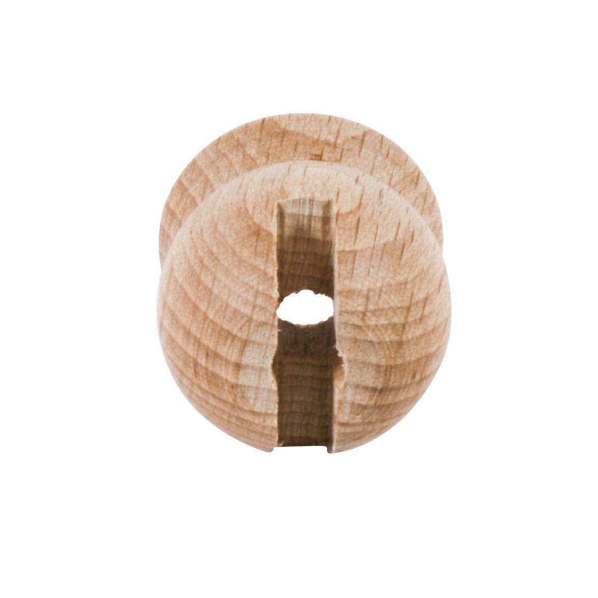 Wooden spherical nozzle with a closed design, measuring 14mm in diameter and featuring a central 5mm closed opening.