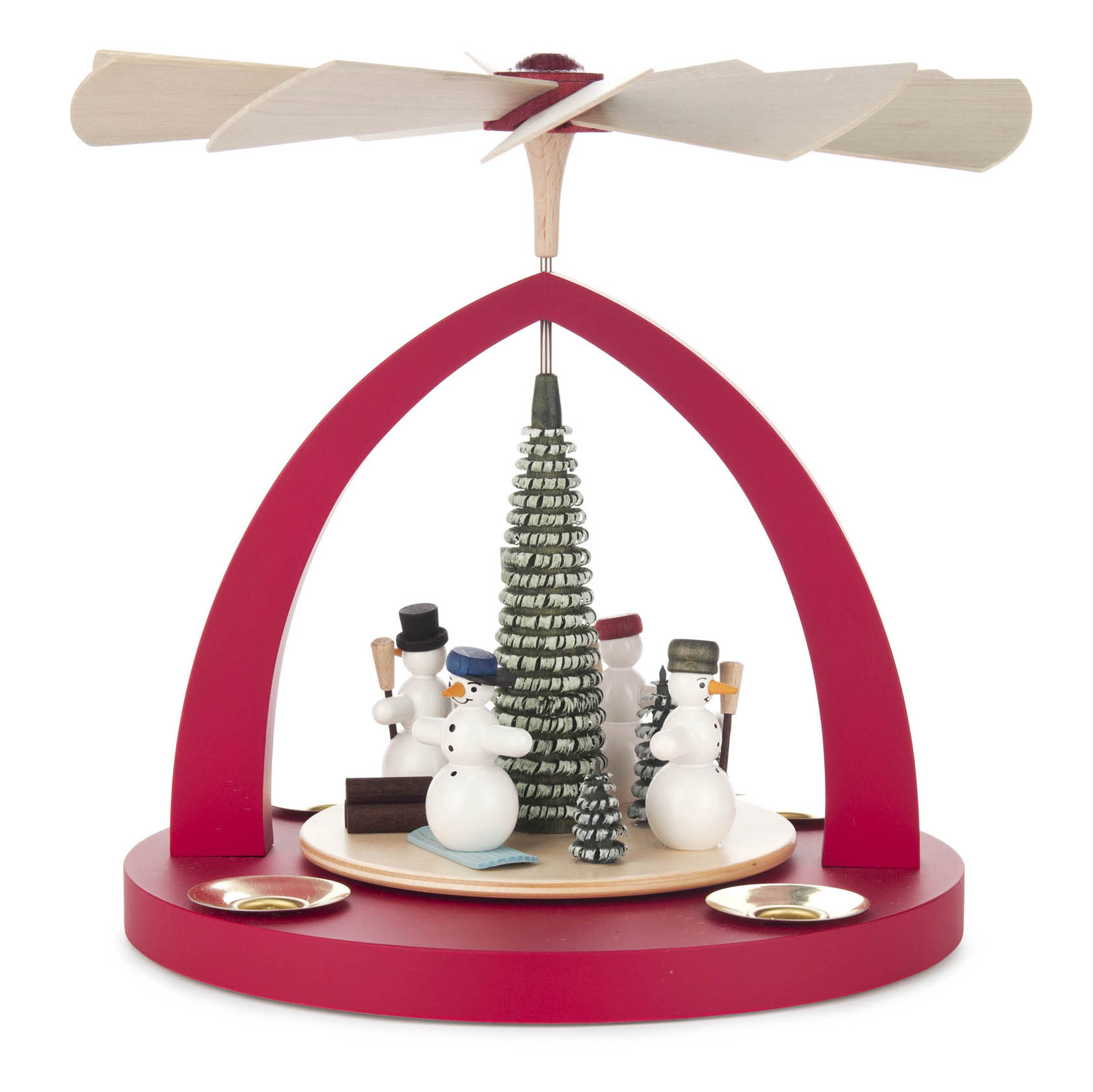 Pyramide mit Schneemännern, rot, für Kerzen d=14mm im Dregeno Online Shop günstig kaufen