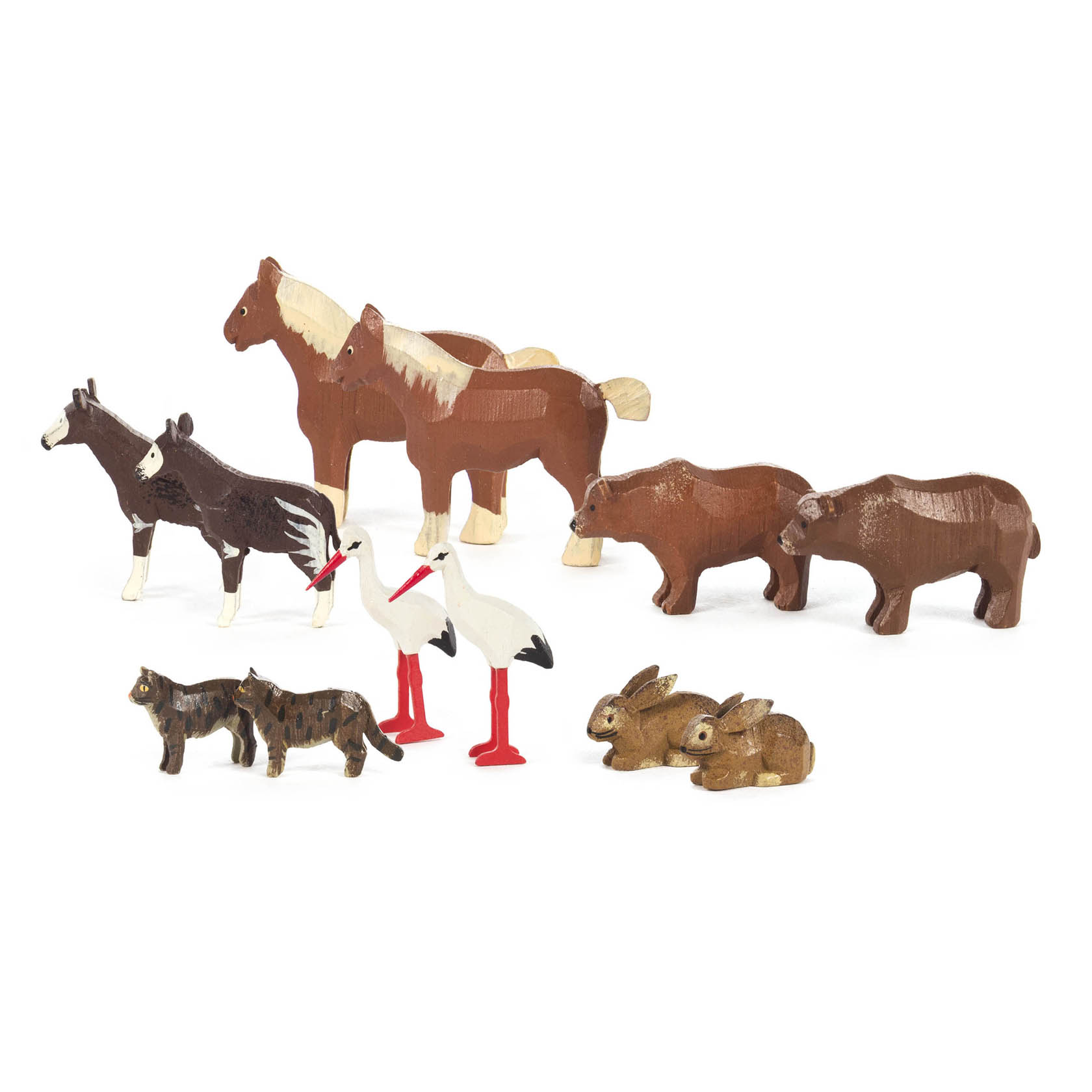 Ergänzung 2 zu Arche Noah (12) Kaltblutpferd, Braunbär, Okapi, Hase, Weißstorch und Katze