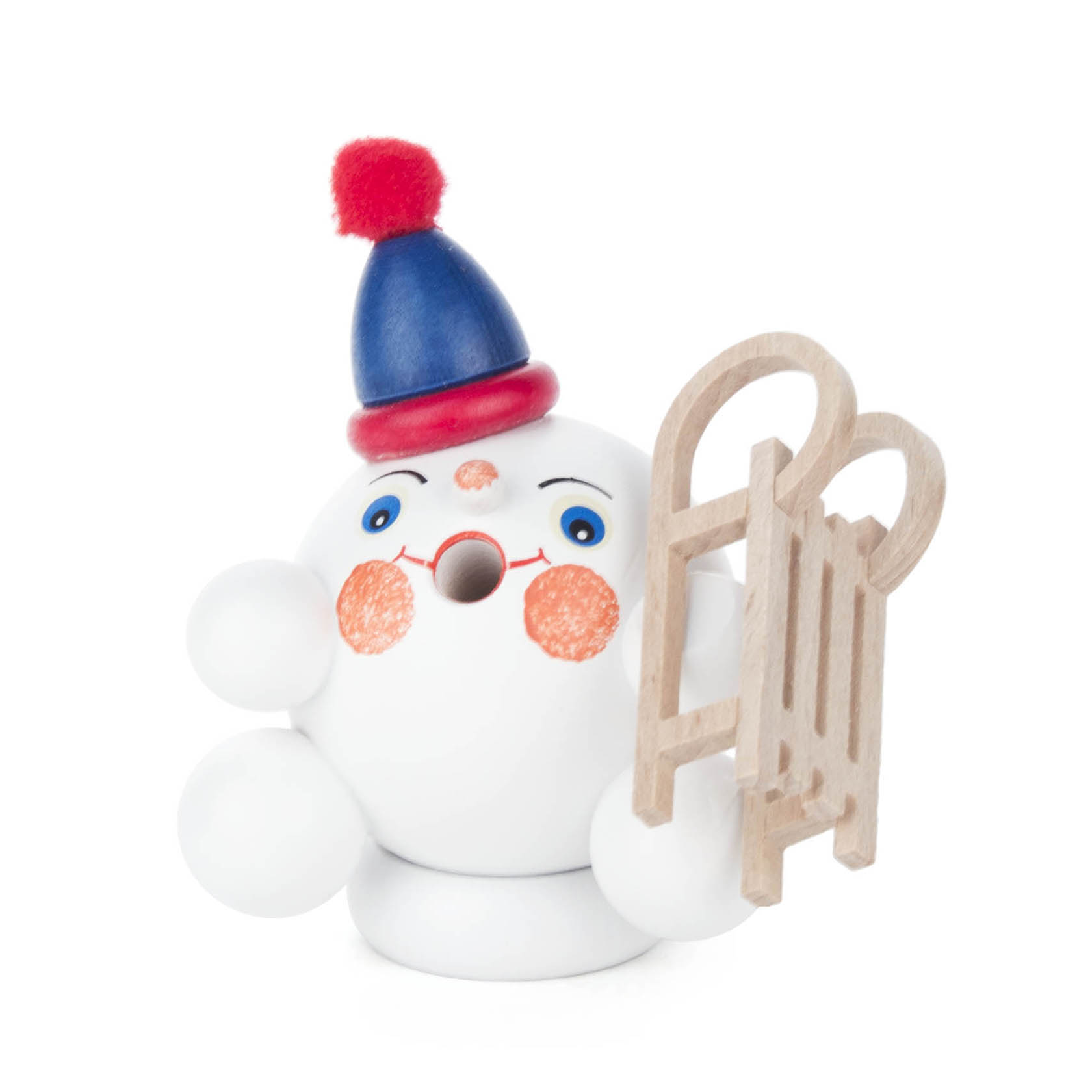 Mini-Räucherfigur Schneeball mit Schlitten im Dregeno Online Shop günstig kaufen