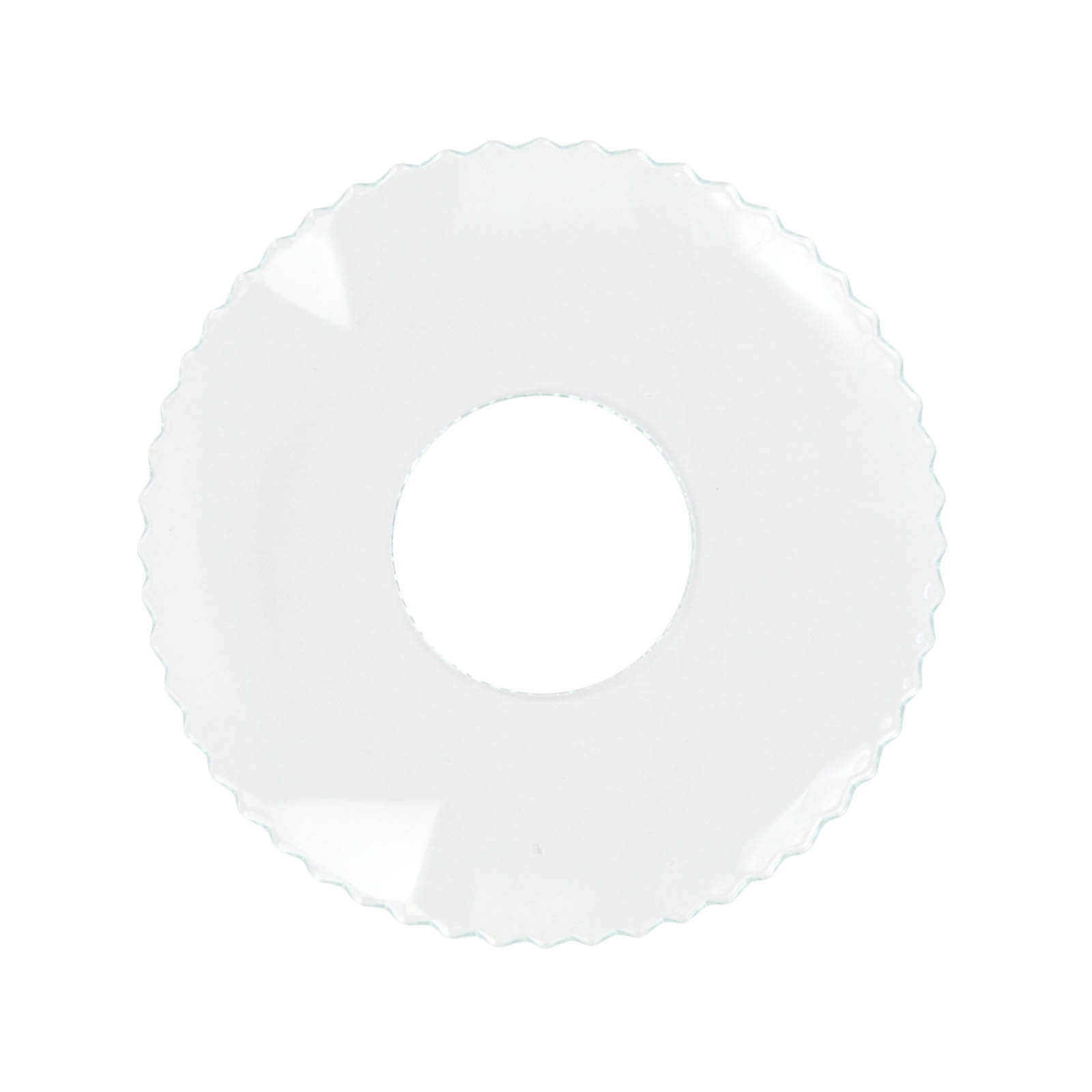 Transparente runde Lichtmanschette mit gezacktem Rand, mittigem Loch von 25 mm und einem Gesamtdurchmesser von 70 mm. im Dregeno Online Shop günstig kaufen