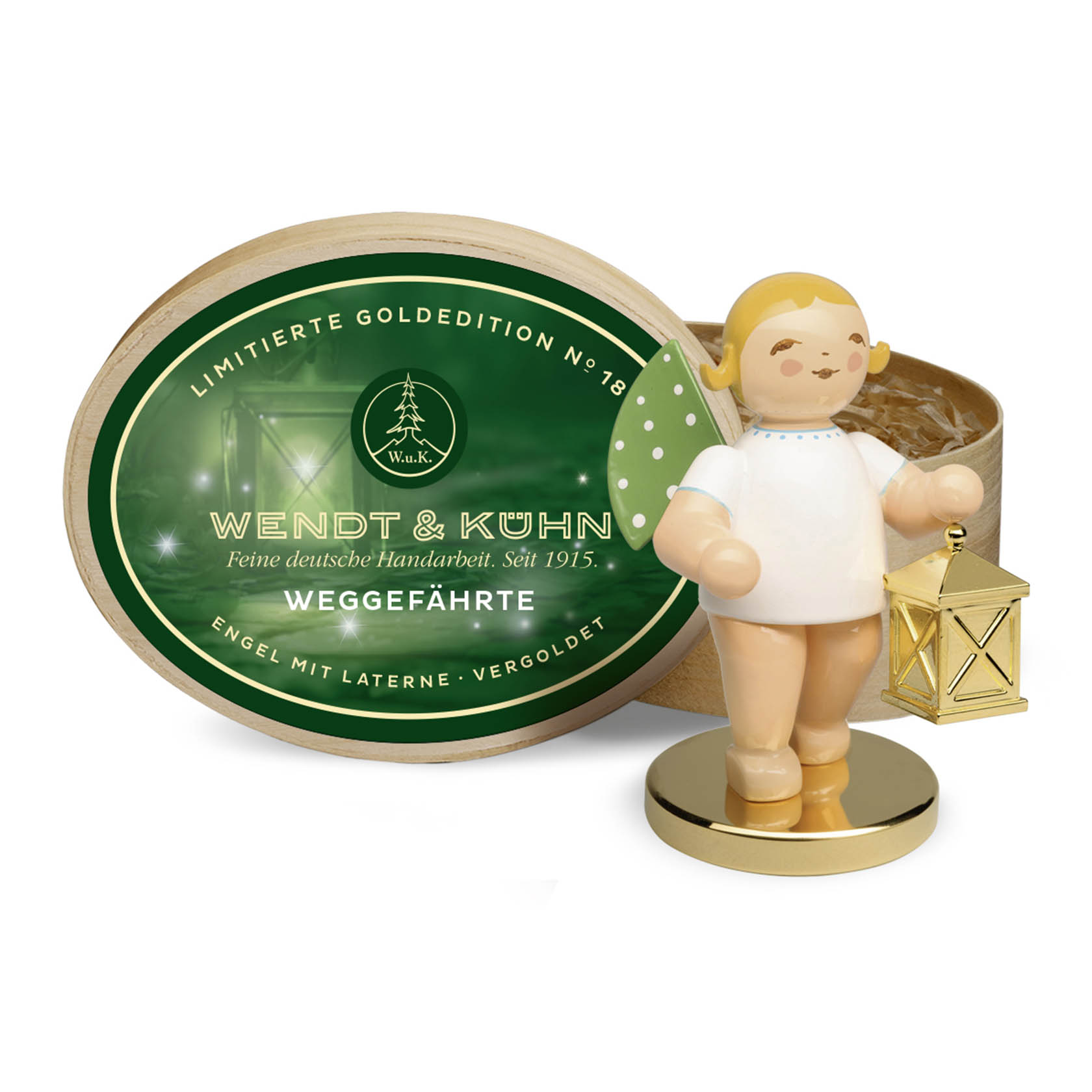 Engel Weggefährte, mit Laterne auf Metallsockel in Spanschachtel im Dregeno Online Shop günstig kaufen