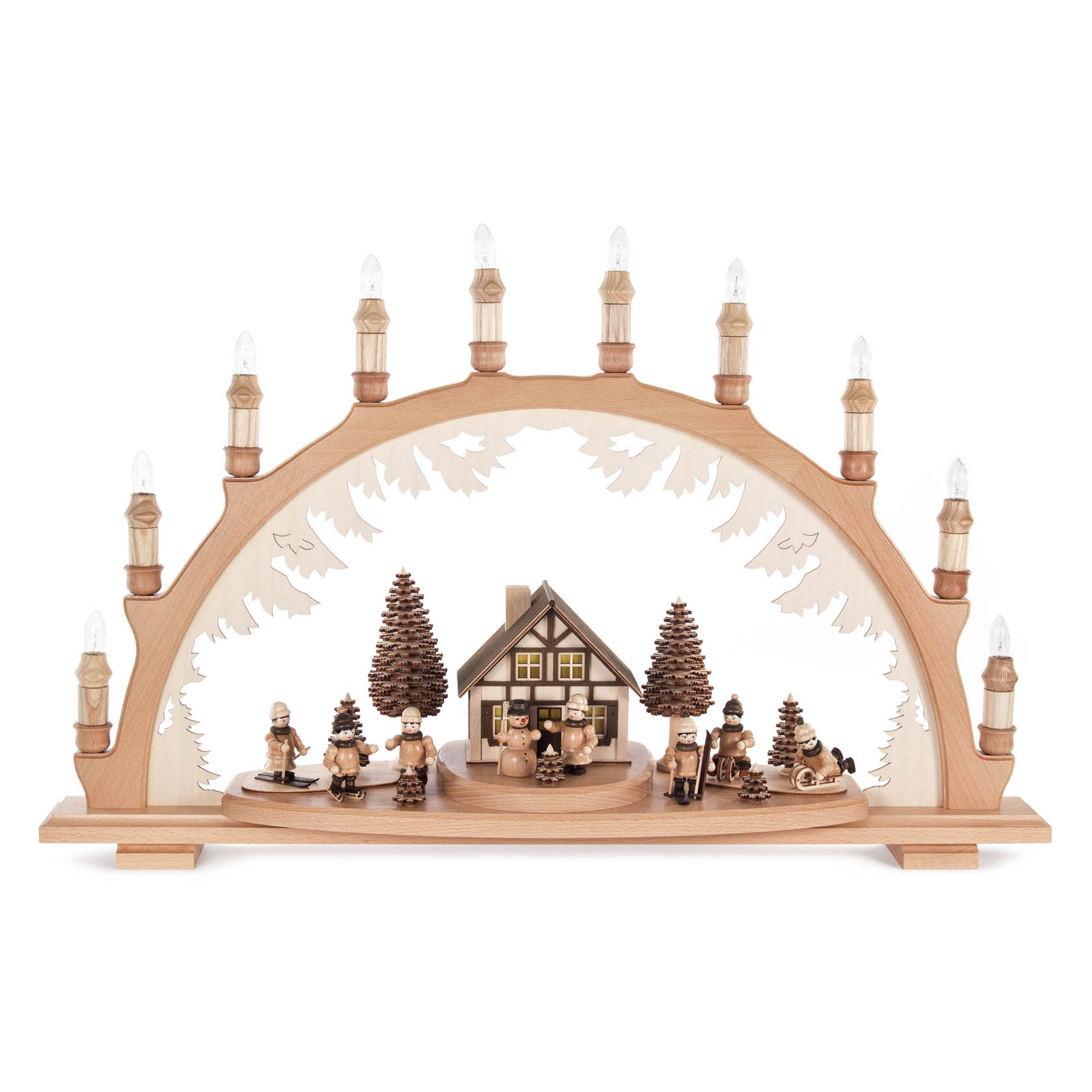 Schwibbogen mit Haus und Winterkindern, elektrisch beleuchtet, innenbeleuchtetes Gebäude im Dregeno Online Shop günstig kaufen