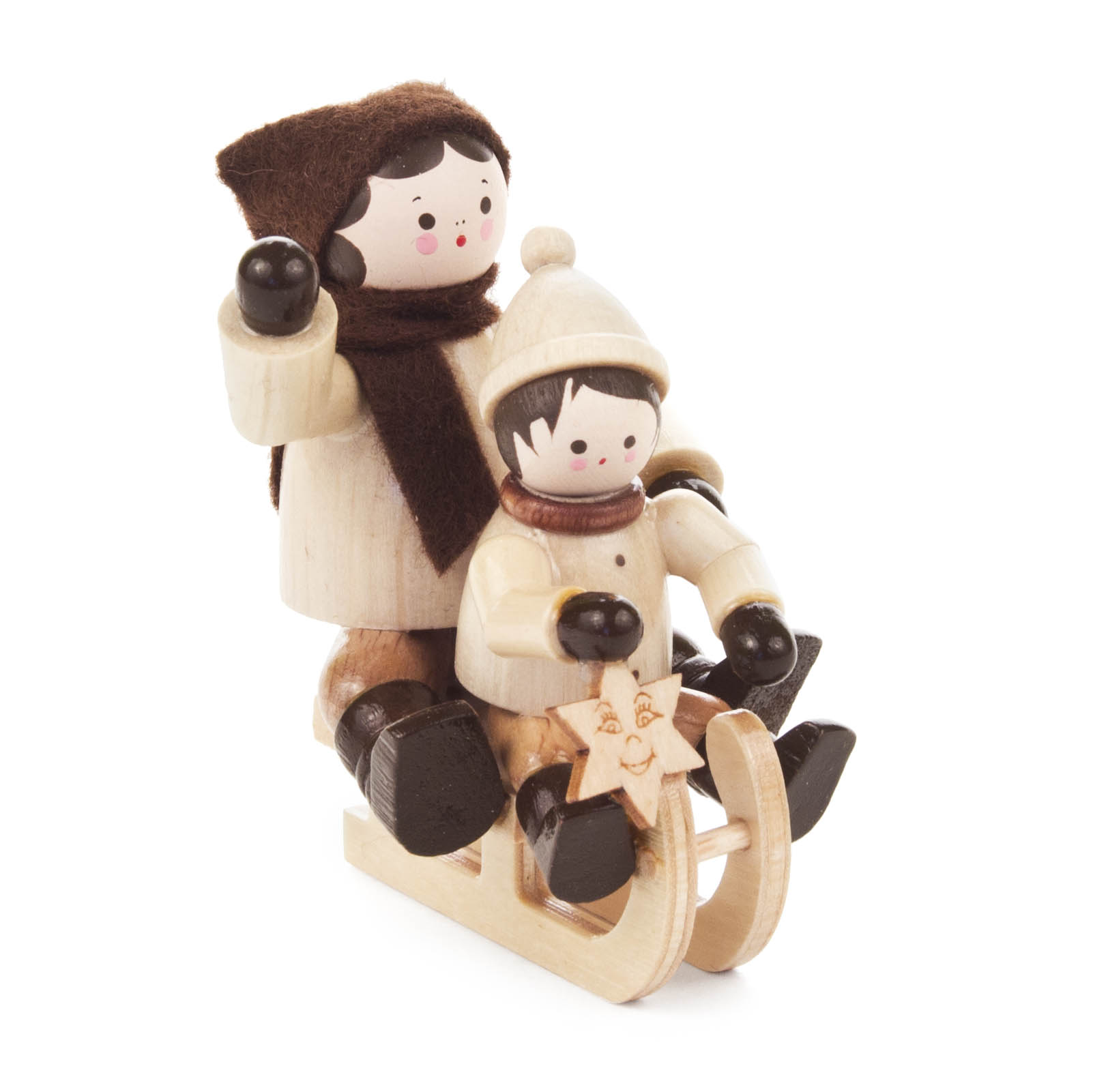 Schlittenfahrerin mit Kind, natur im Dregeno Online Shop günstig kaufen