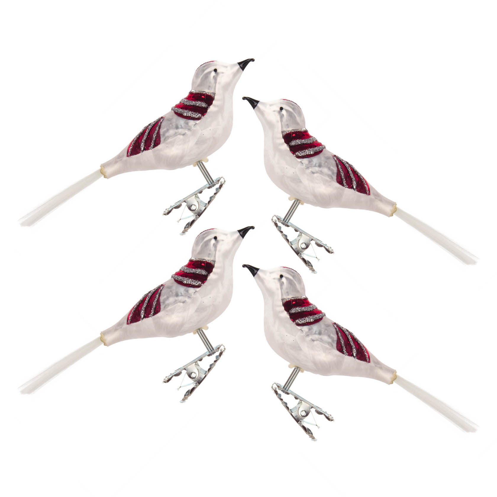 Thüringer Christbaumschmuck Vogel rot-matt mit Glimmer (4) im Dregeno Online Shop günstig kaufen