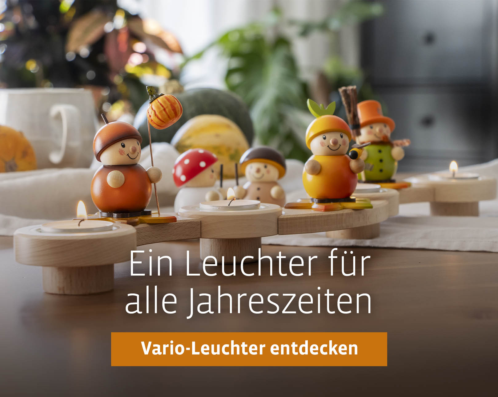 Vario-Leuchter für Teelichte mit Herbstfiguren
