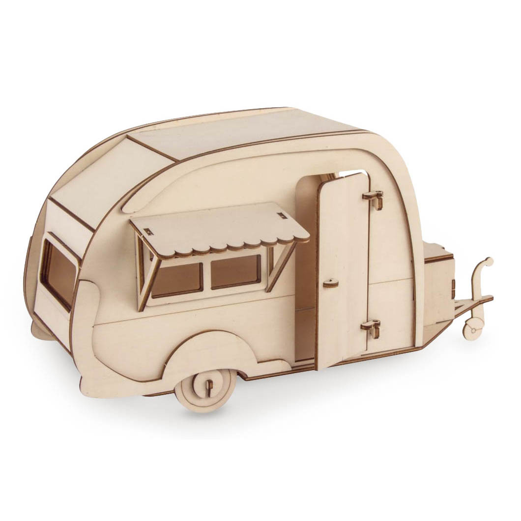 Holzbausatz 3D Wohnwagen 40-tlg 36x18x15cm natur im Dregeno Online Shop günstig kaufen